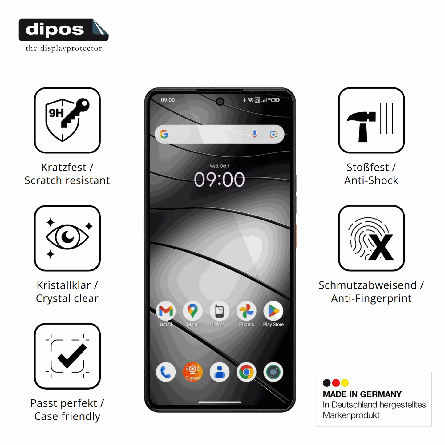 Displayschutz hergestellt in Deutschland, höchste Qualität made in Germany