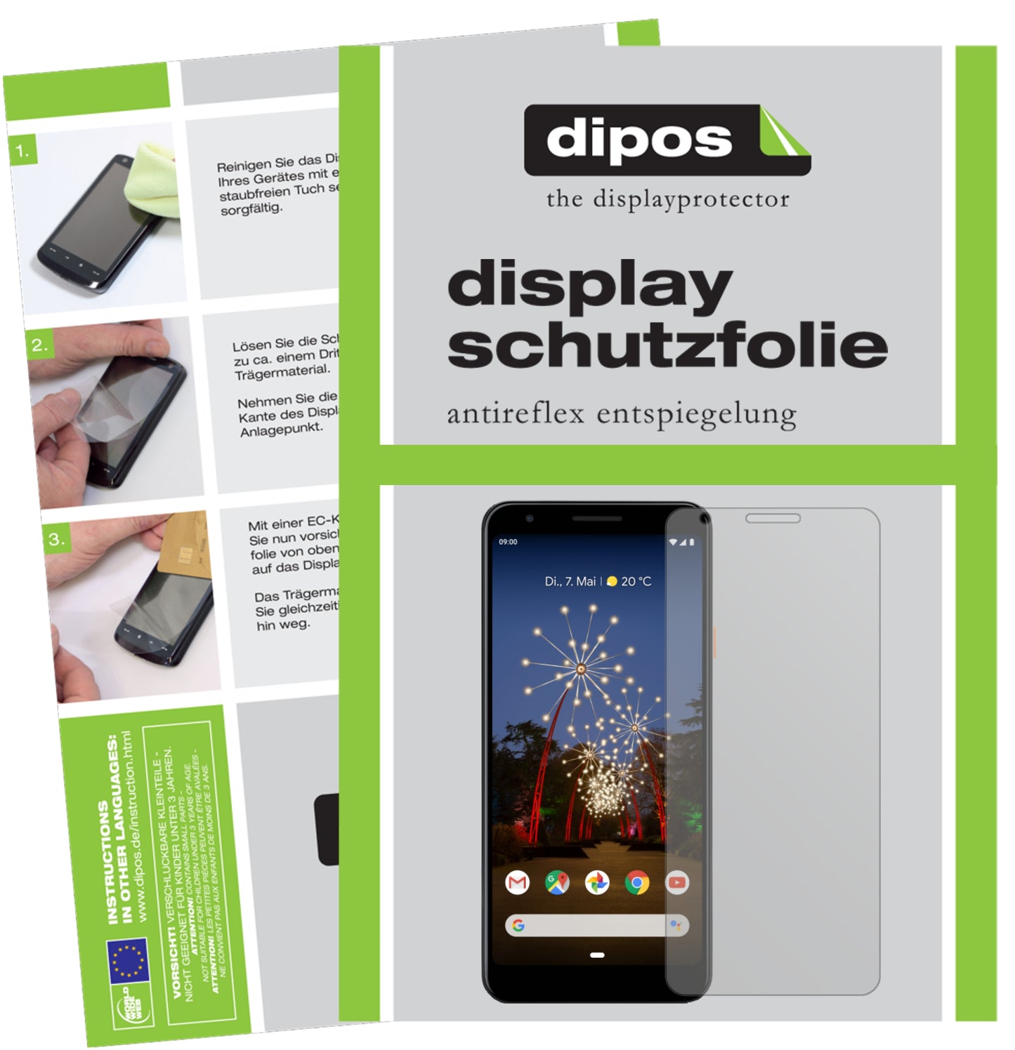 Mattes Panzerglas: Entspiegelte, dünne Folie, Fingerabdruckresistenz und Bildschirmschutz für Google-Pixel 3a