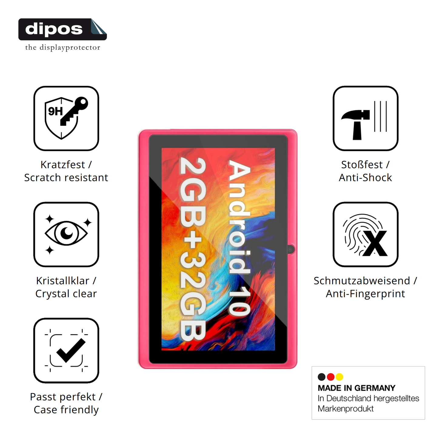Displayschutz hergestellt in Deutschland, höchste Qualität made in Germany