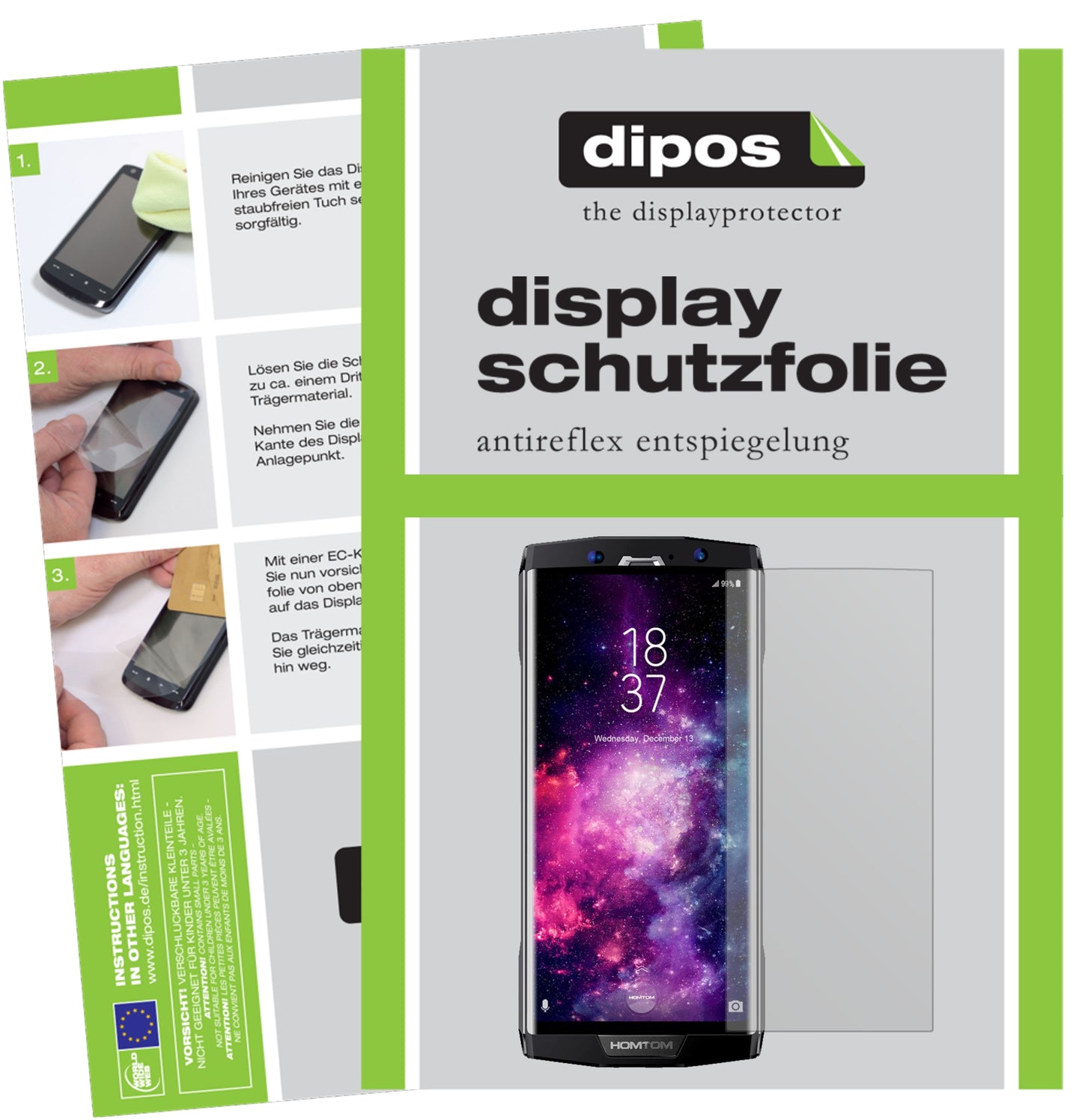 Mattes Panzerglas: Entspiegelte, dünne Folie, Fingerabdruckresistenz und Bildschirmschutz für Homtom-HT70