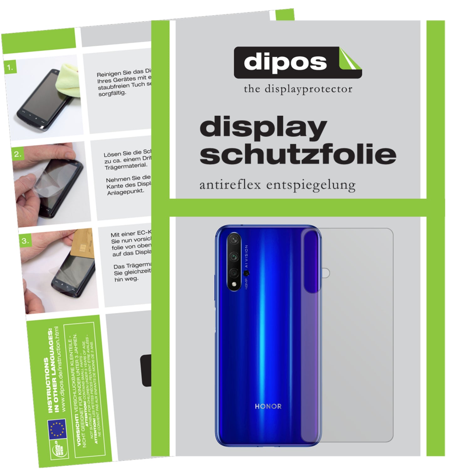 Mattes Panzerglas: Entspiegelte, dünne Folie, Fingerabdruckresistenz und Bildschirmschutz für Honor-20 Pro Rückseite