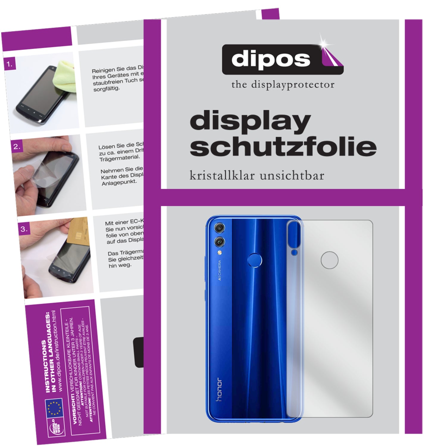 Kristallklare, dünne Schutzfolie: Kratzfest & passgenau für Honor-8X Max Rückseite