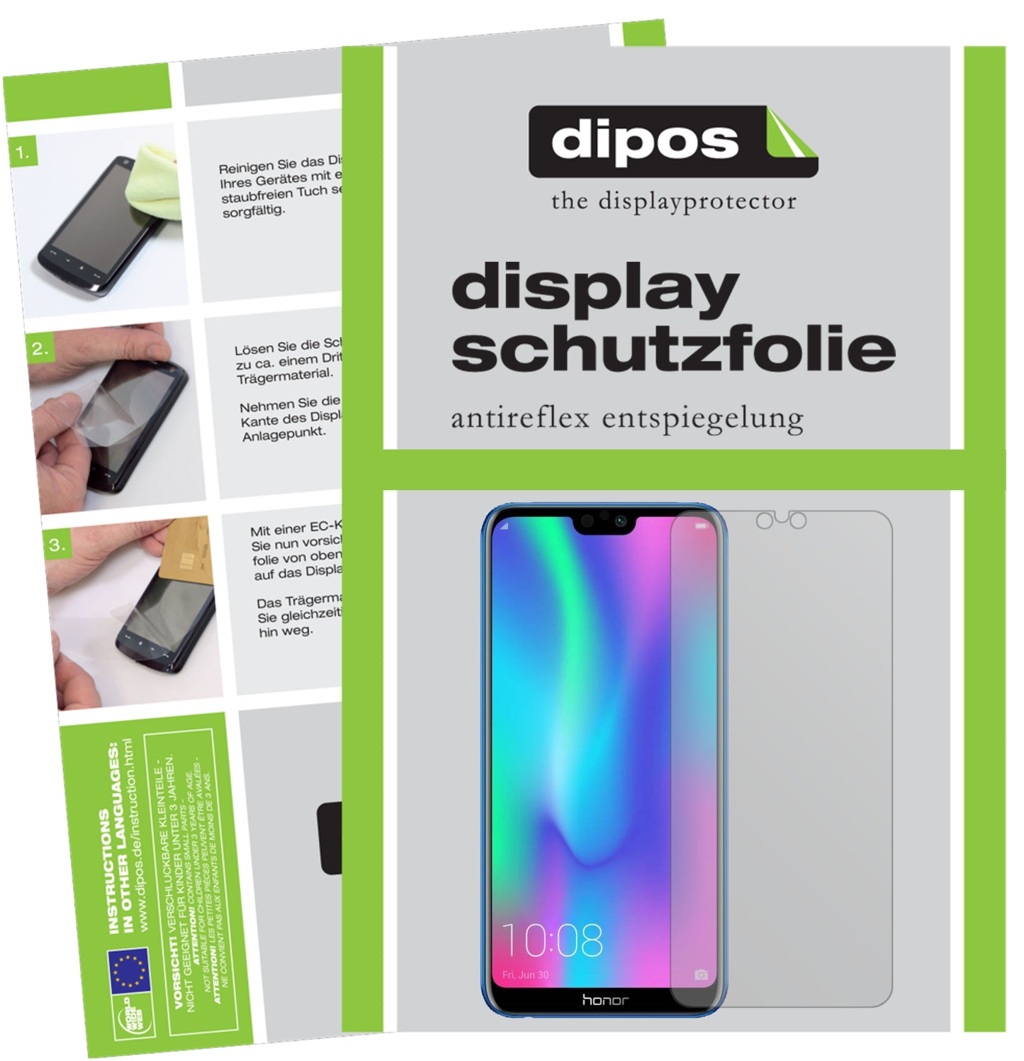 Mattes Panzerglas: Entspiegelte, dünne Folie, Fingerabdruckresistenz und Bildschirmschutz für Honor-9N