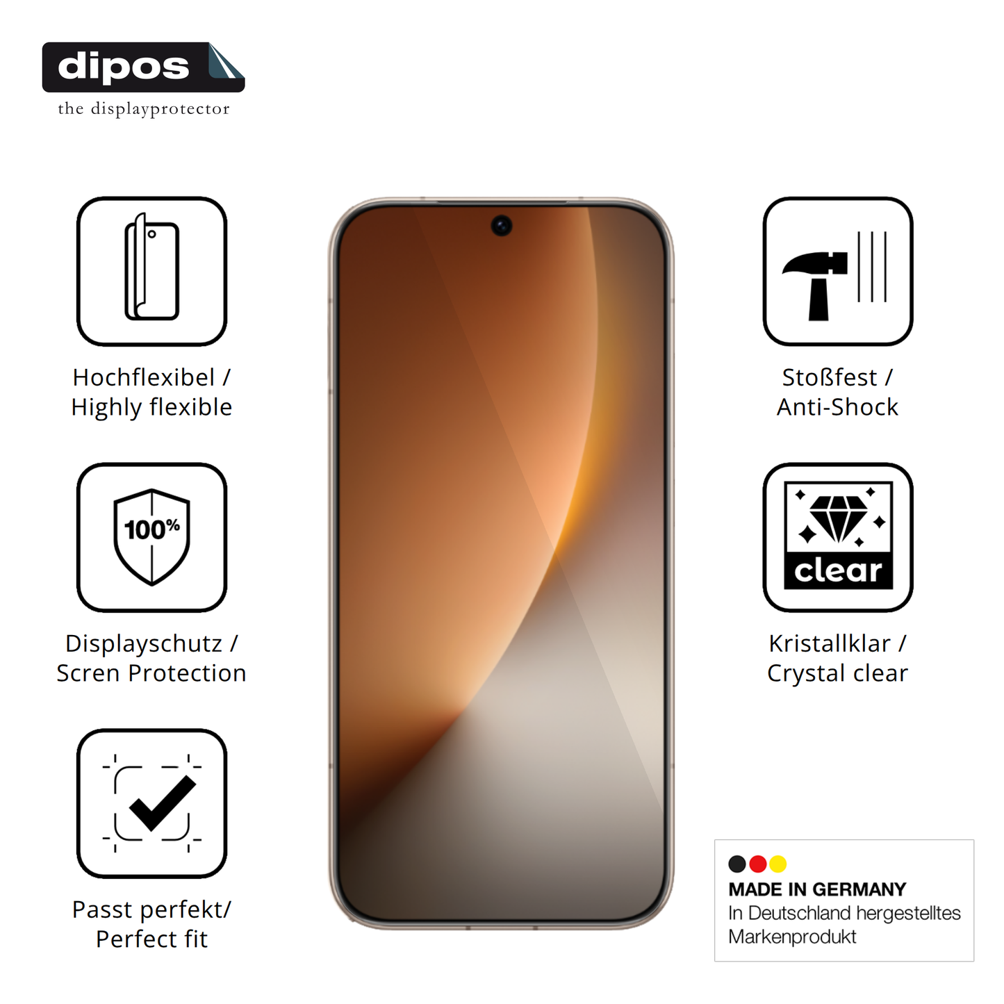 Displayschutz hergestellt in Deutschland, höchste Qualität made in Germany