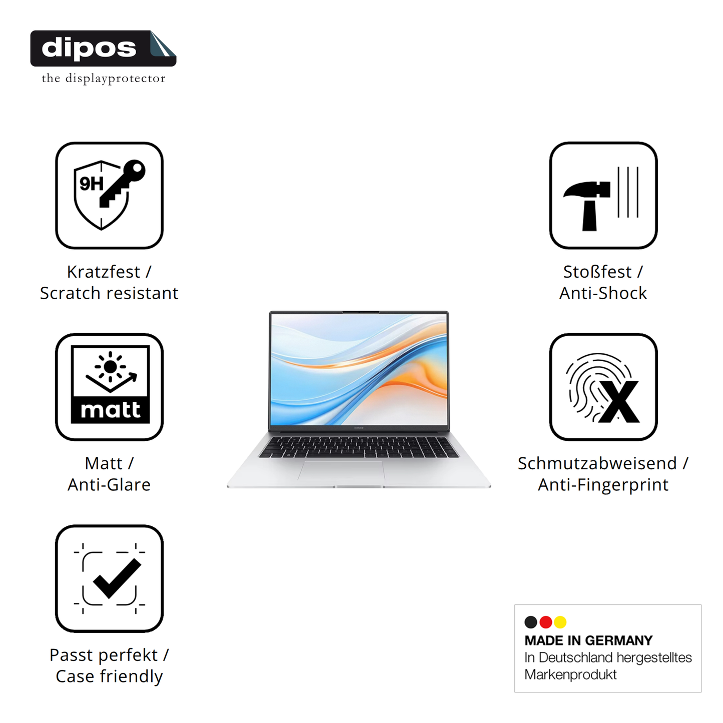 Displayschutz hergestellt in Deutschland, höchste Qualität made in Germany