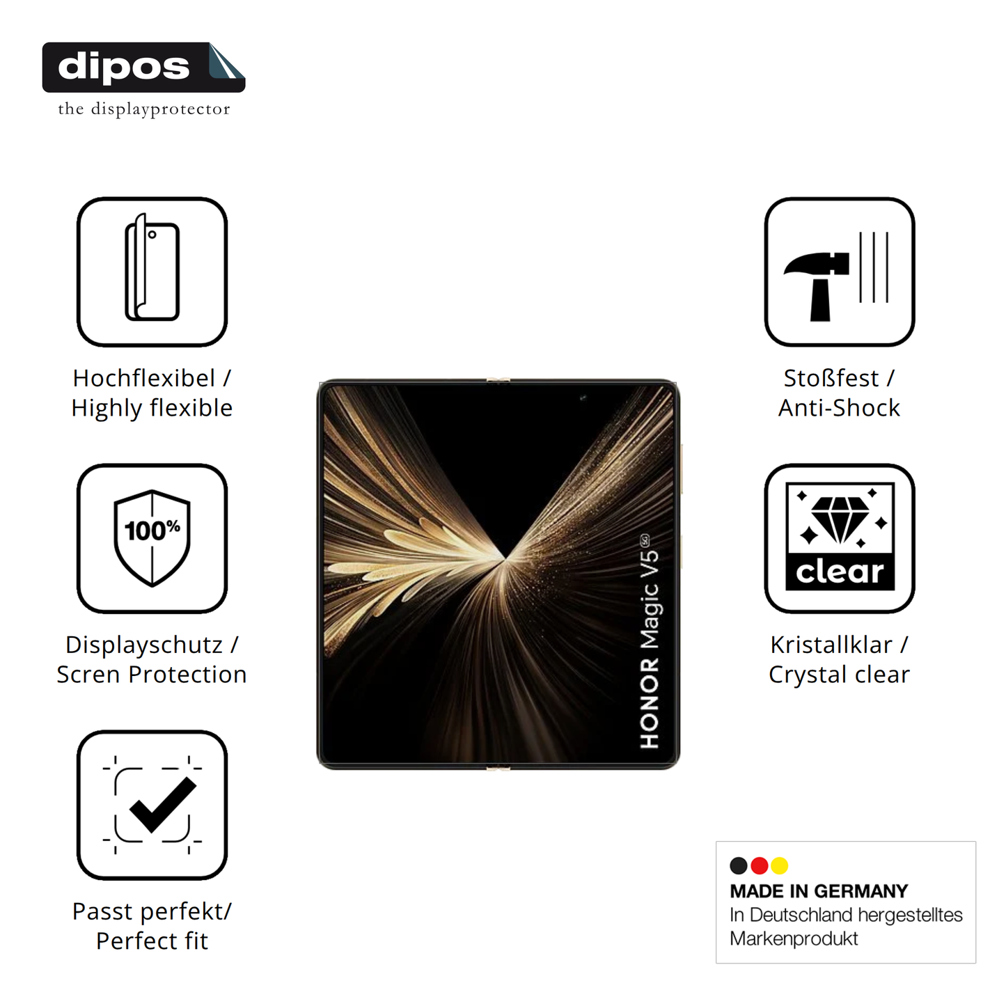 2x 3D Full Cover Schutzfolie für Honor Magic V5 Innenseite