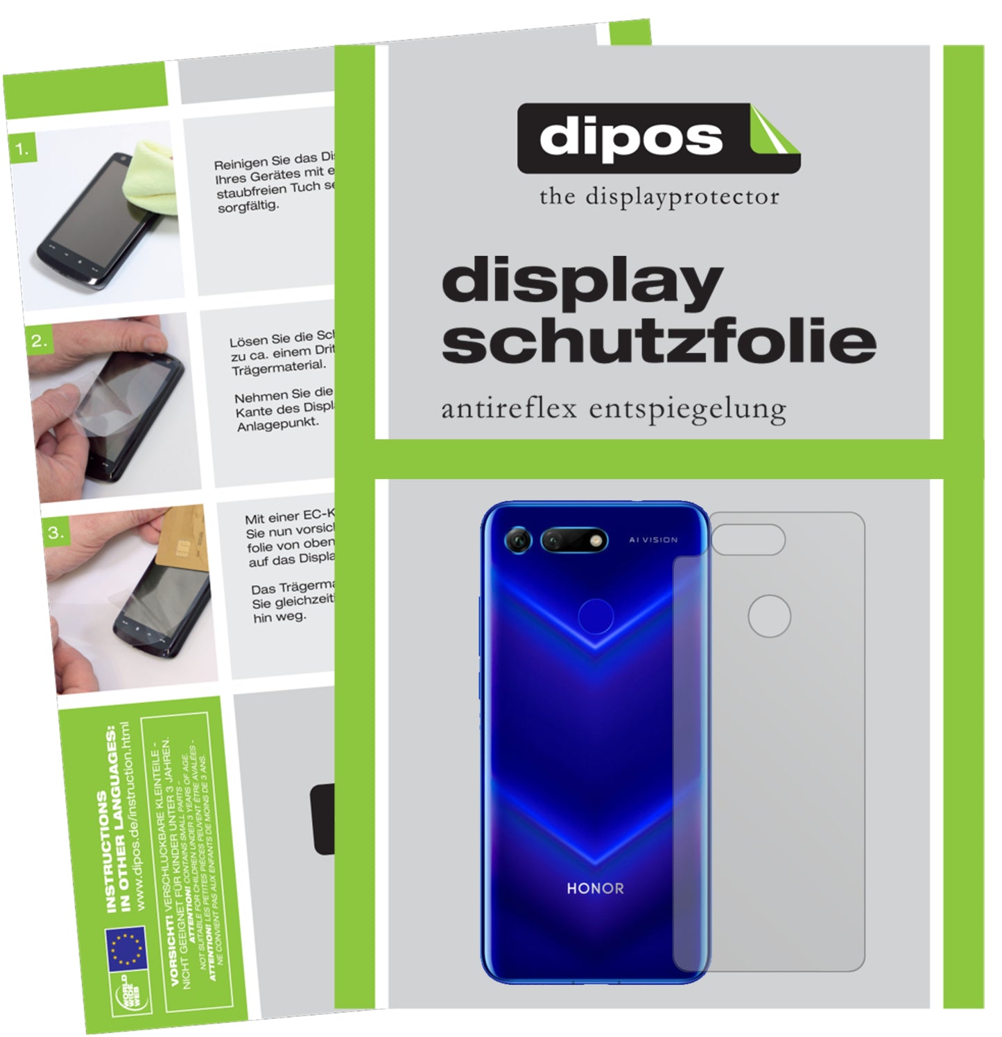 Mattes Panzerglas: Entspiegelte, dünne Folie, Fingerabdruckresistenz und Bildschirmschutz für Honor-View 20 Rückseite