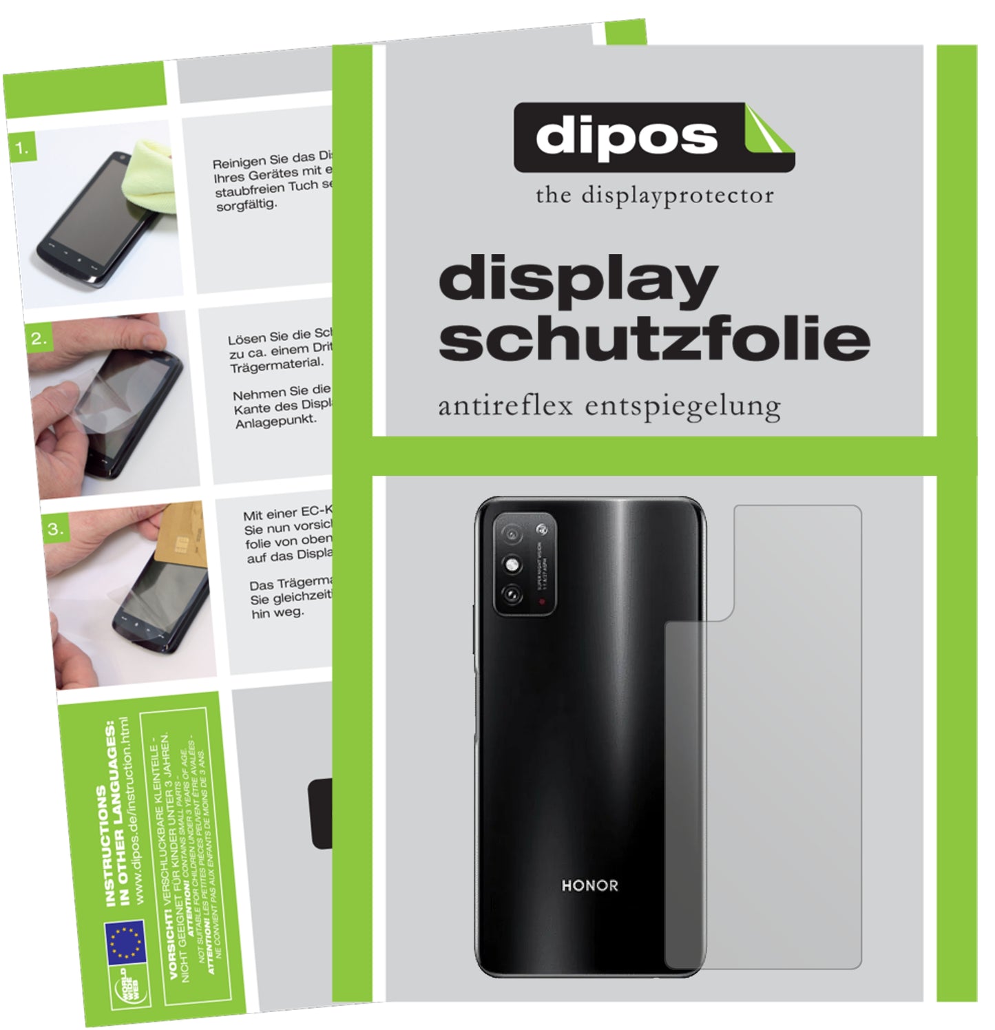 Mattes Panzerglas: Entspiegelte, dünne Folie, Fingerabdruckresistenz und Bildschirmschutz für Honor-X10 Max 5G Rückseite