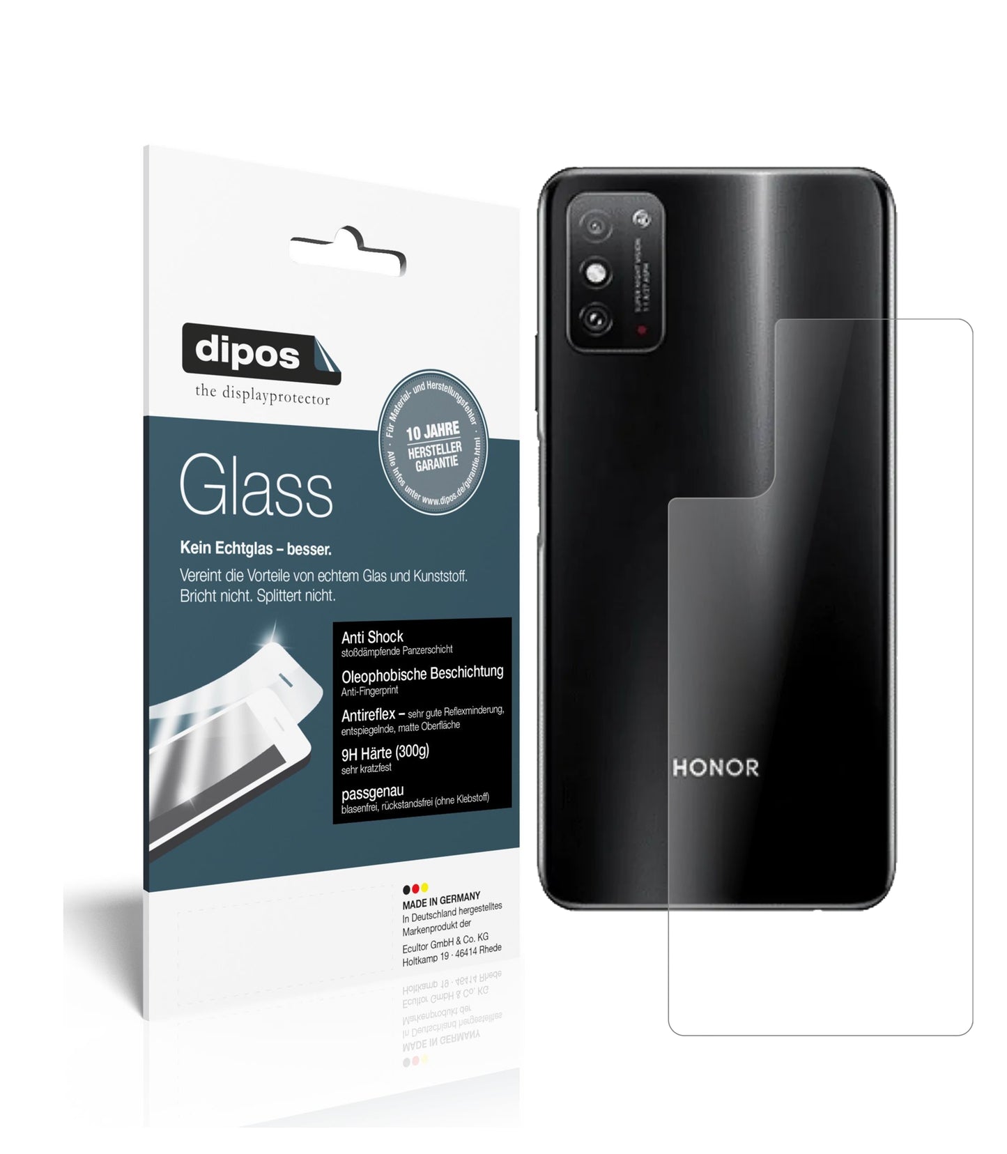 Mattes Panzerglas: Schutz vor Brüchen, Fingerabdrücken und Bildschirmblendung für Honor-X10 Max 5G Rückseite