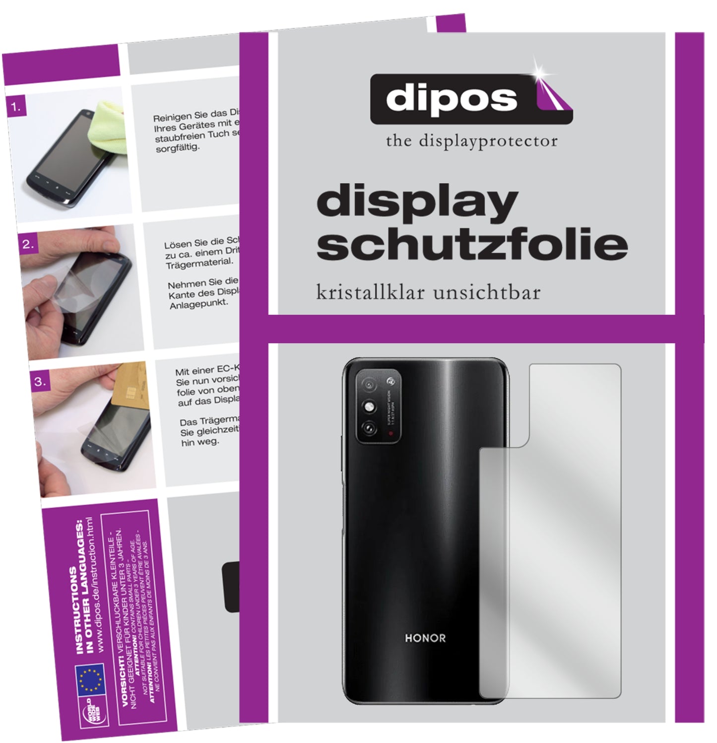 Kristallklare, dünne Schutzfolie: Kratzfest & passgenau für Honor-X10 Max Rückseite