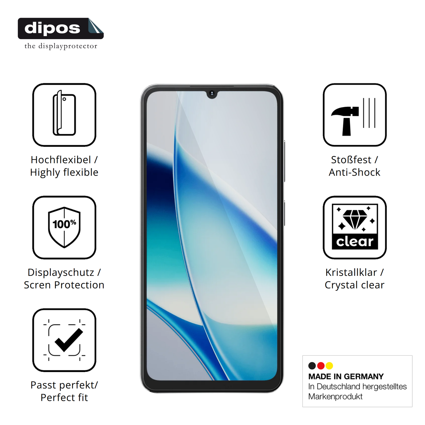 Displayschutz hergestellt in Deutschland, höchste Qualität made in Germany