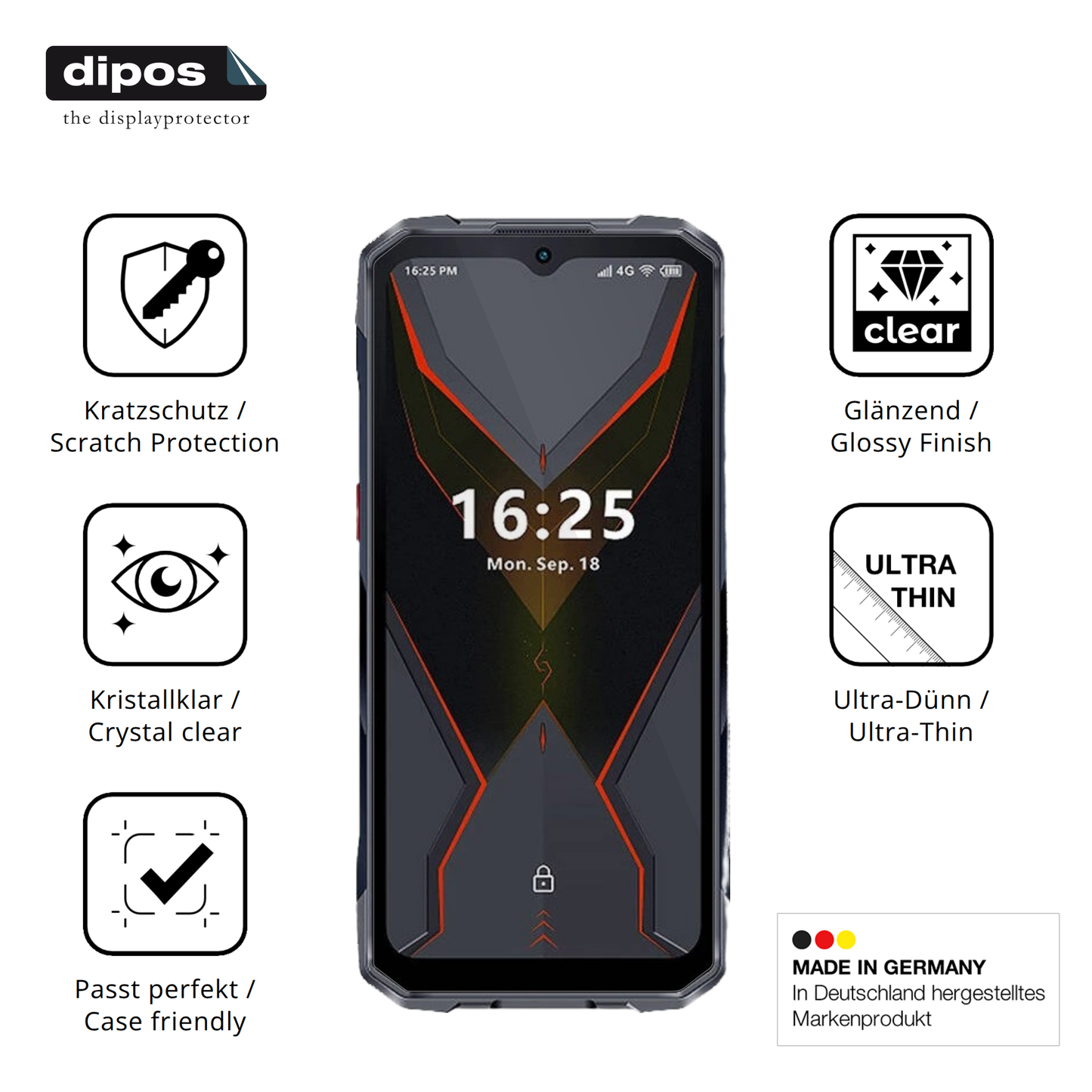 Displayschutz hergestellt in Deutschland, höchste Qualität made in Germany