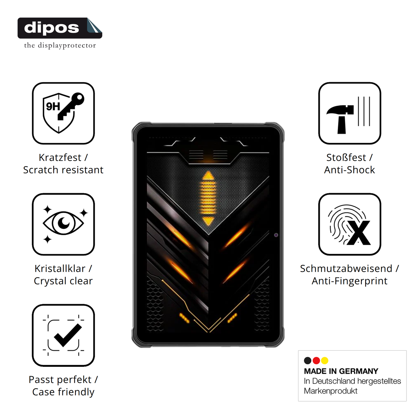 Displayschutz hergestellt in Deutschland, höchste Qualität made in Germany