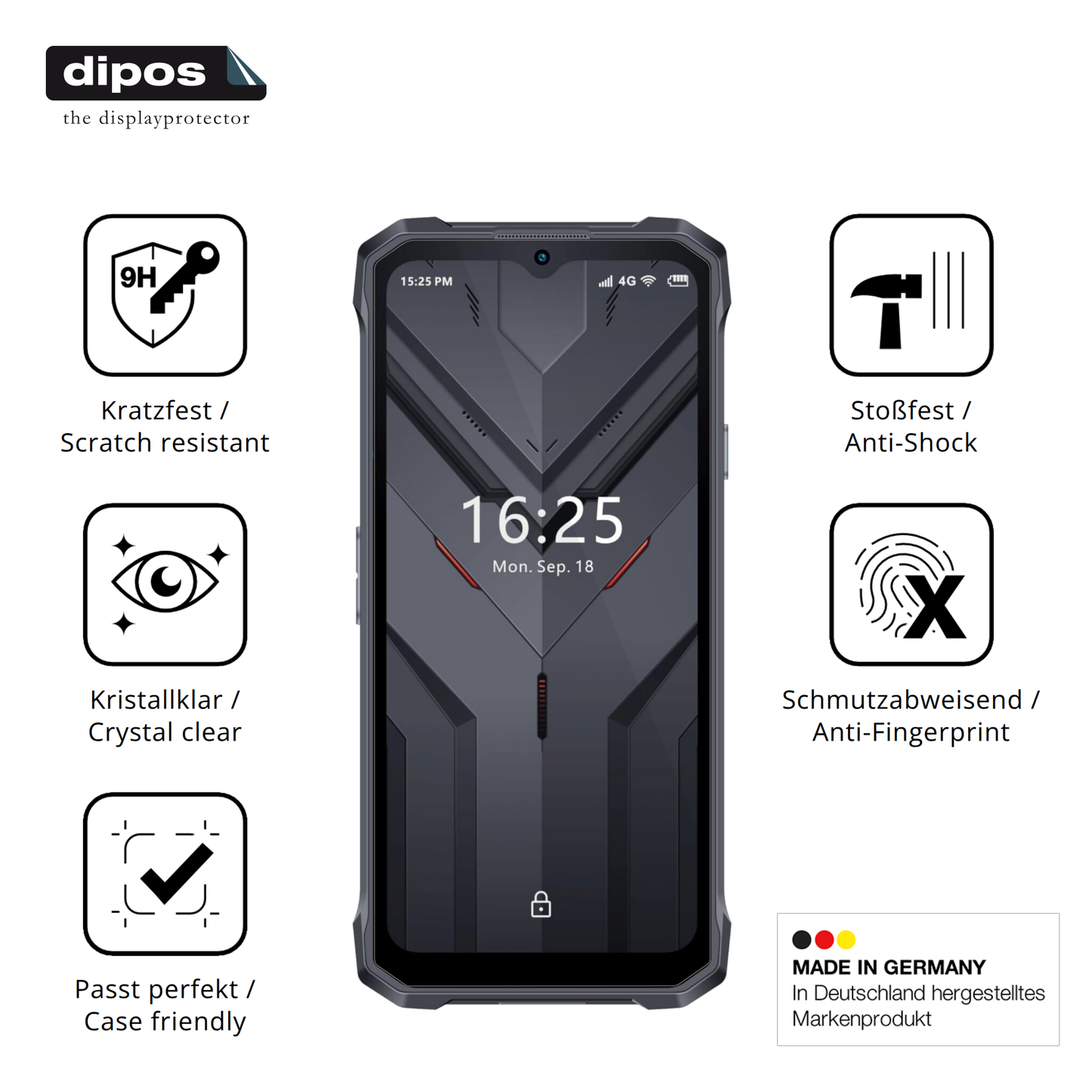 Displayschutz hergestellt in Deutschland, höchste Qualität made in Germany