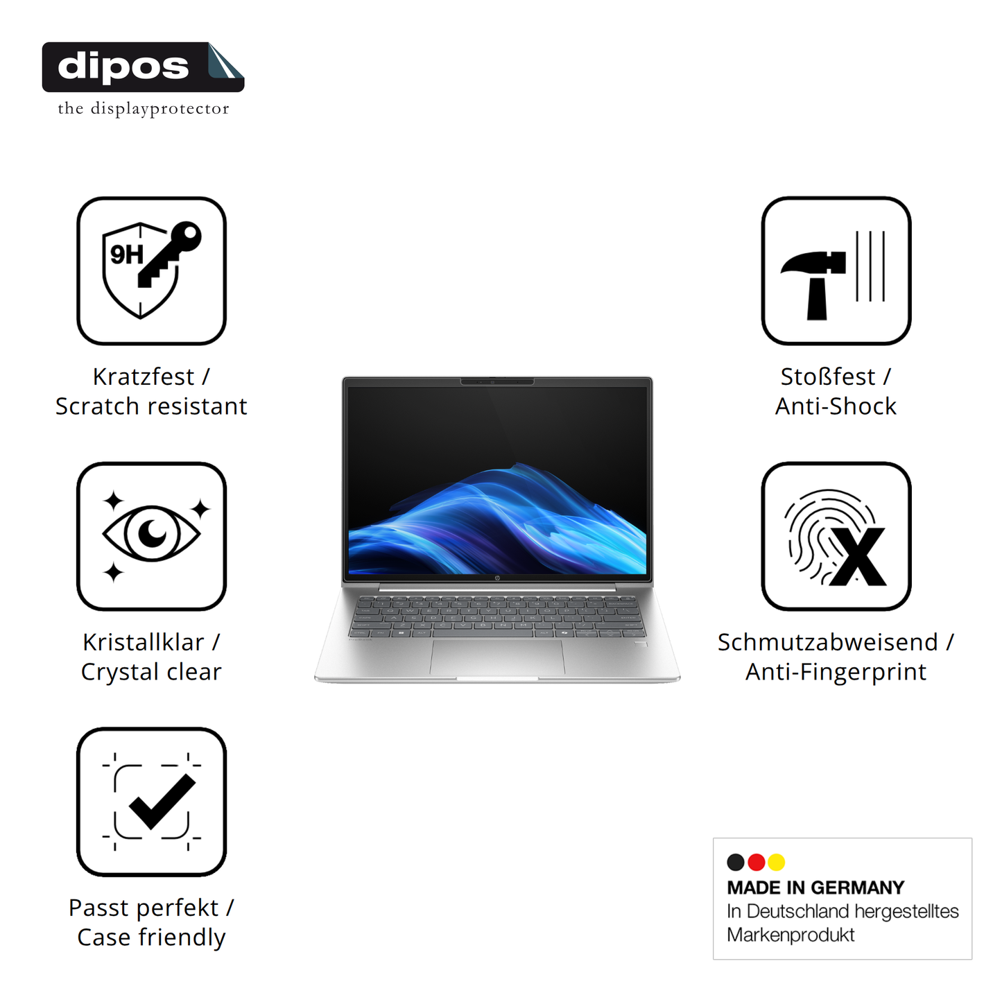 Displayschutz hergestellt in Deutschland, höchste Qualität made in Germany