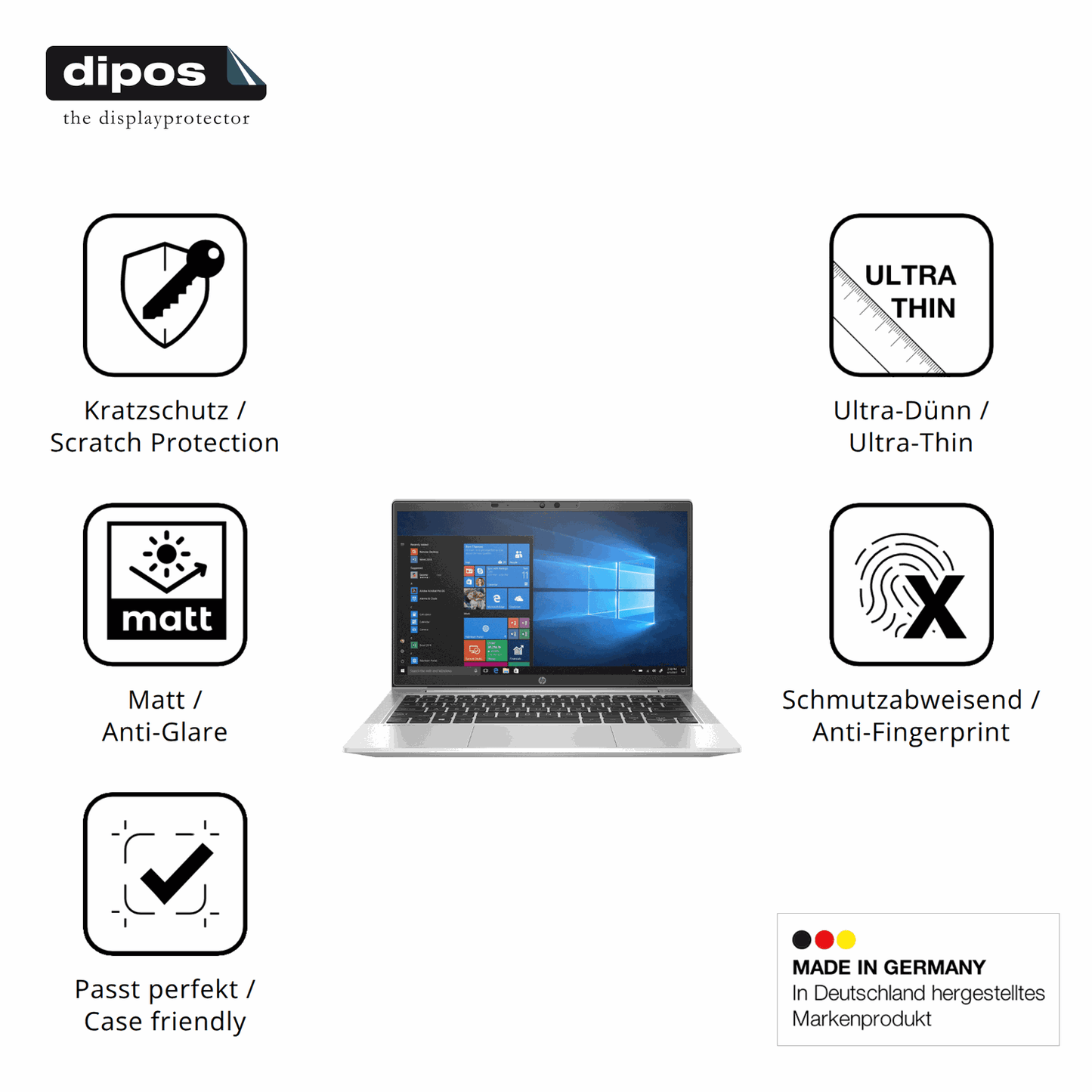 2x Schutzfolie matt für HP ProBook 635 Aero G8 Display-Schutzfolie