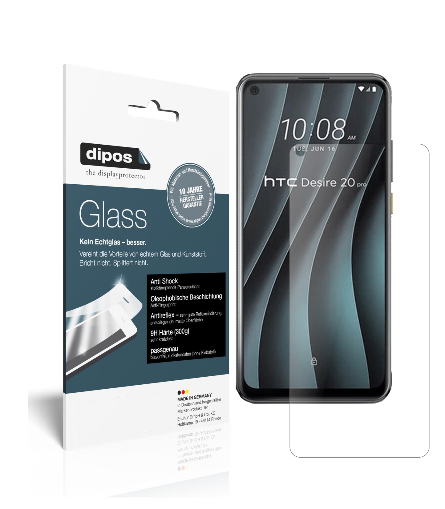 Mattes Panzerglas: Schutz vor Brüchen, Fingerabdrücken und Bildschirmblendung für HTC-Desire 20 Pro