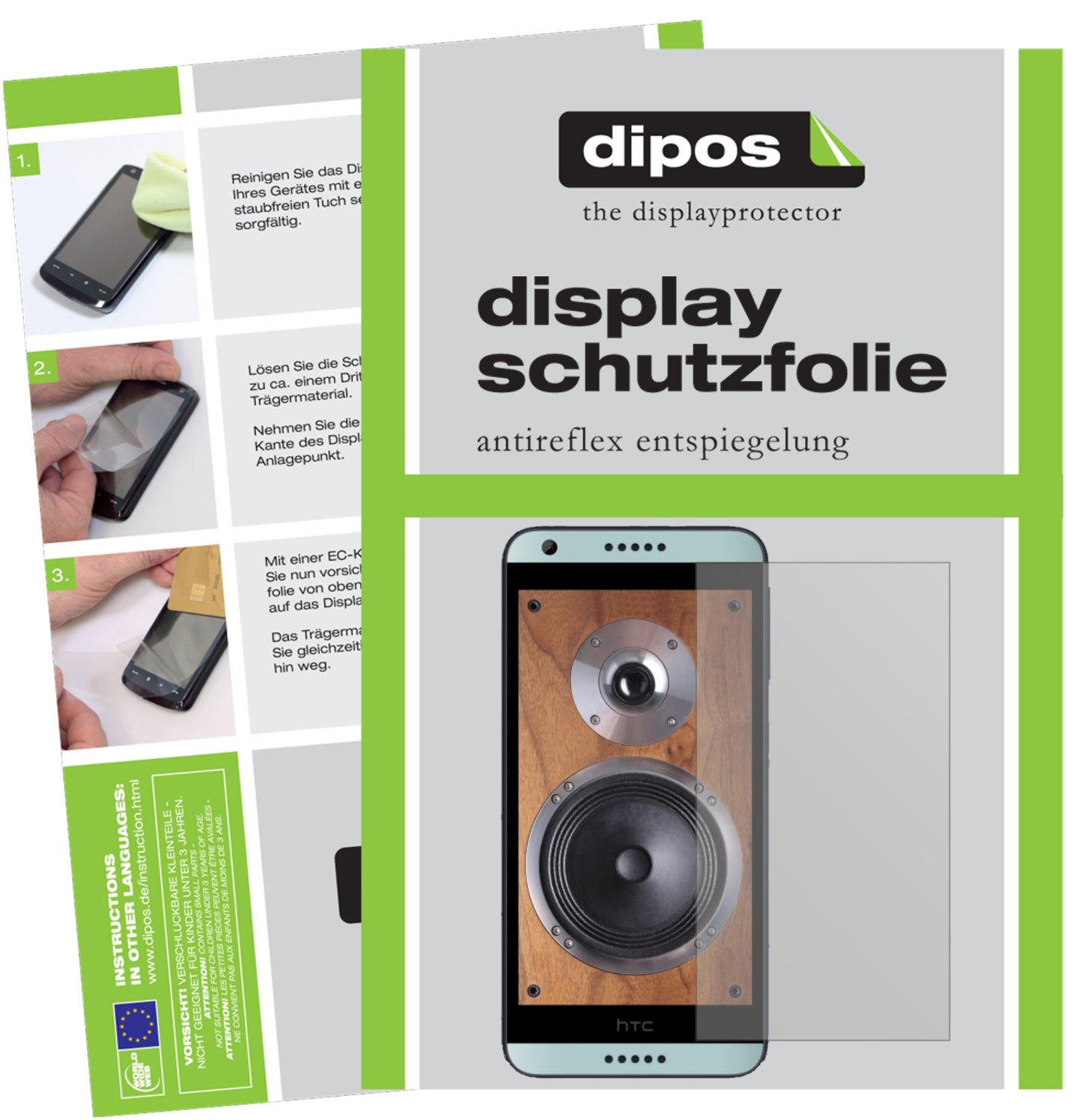 Mattes Panzerglas: Entspiegelte, dünne Folie, Fingerabdruckresistenz und Bildschirmschutz für HTC-Desire 650