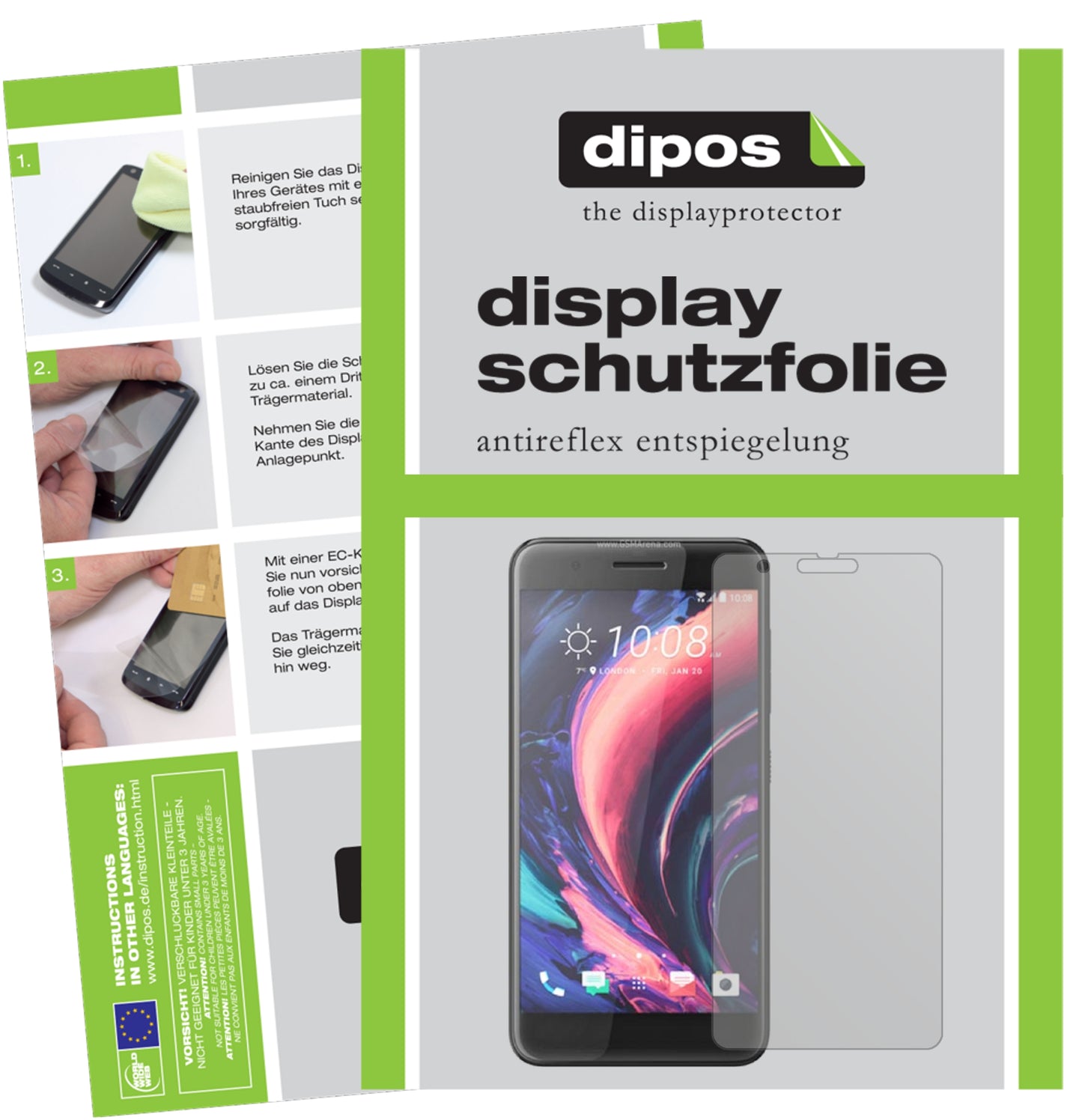 Mattes Panzerglas: Entspiegelte, dünne Folie, Fingerabdruckresistenz und Bildschirmschutz für HTC-One X10