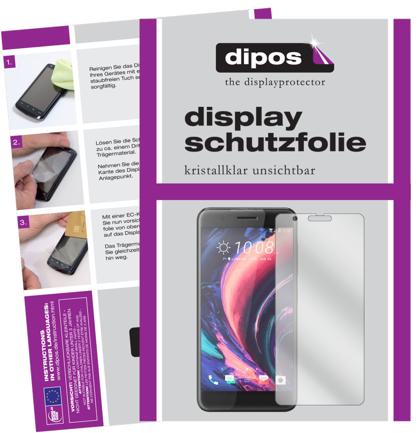 Kristallklare, dünne Schutzfolie: Kratzfest & passgenau für HTC-One X10
