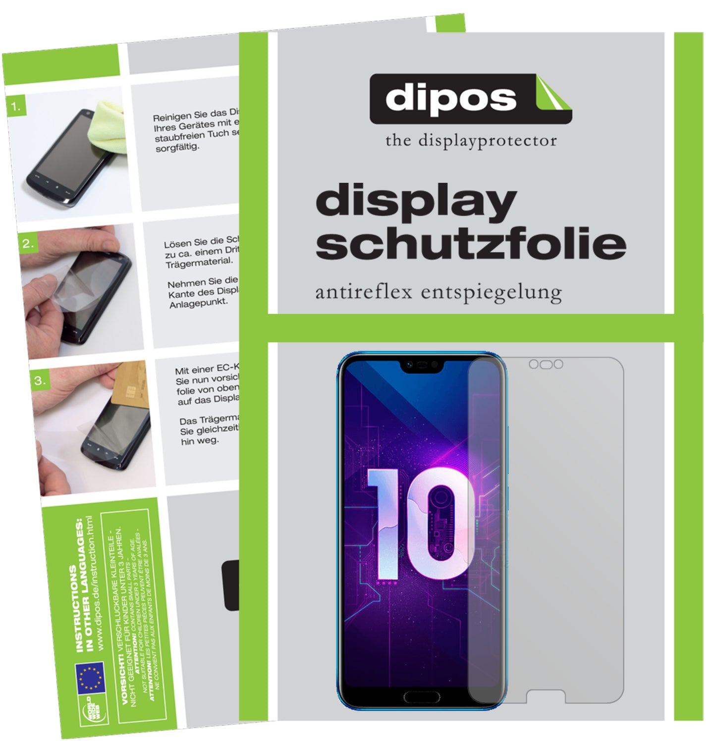 Mattes Panzerglas: Entspiegelte, dünne Folie, Fingerabdruckresistenz und Bildschirmschutz für Huawei-Honor 10