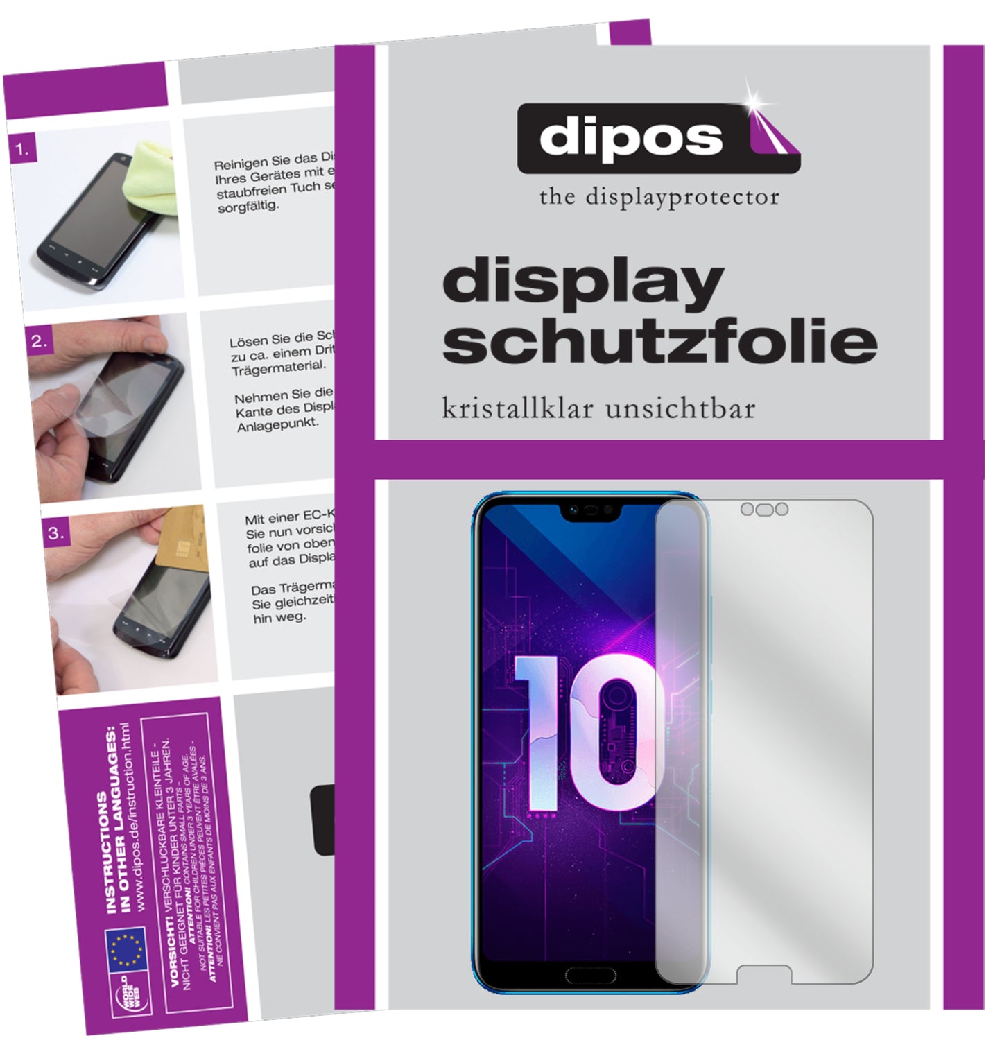 Kristallklare, dünne Schutzfolie: Kratzfest & passgenau für Huawei-Honor 10