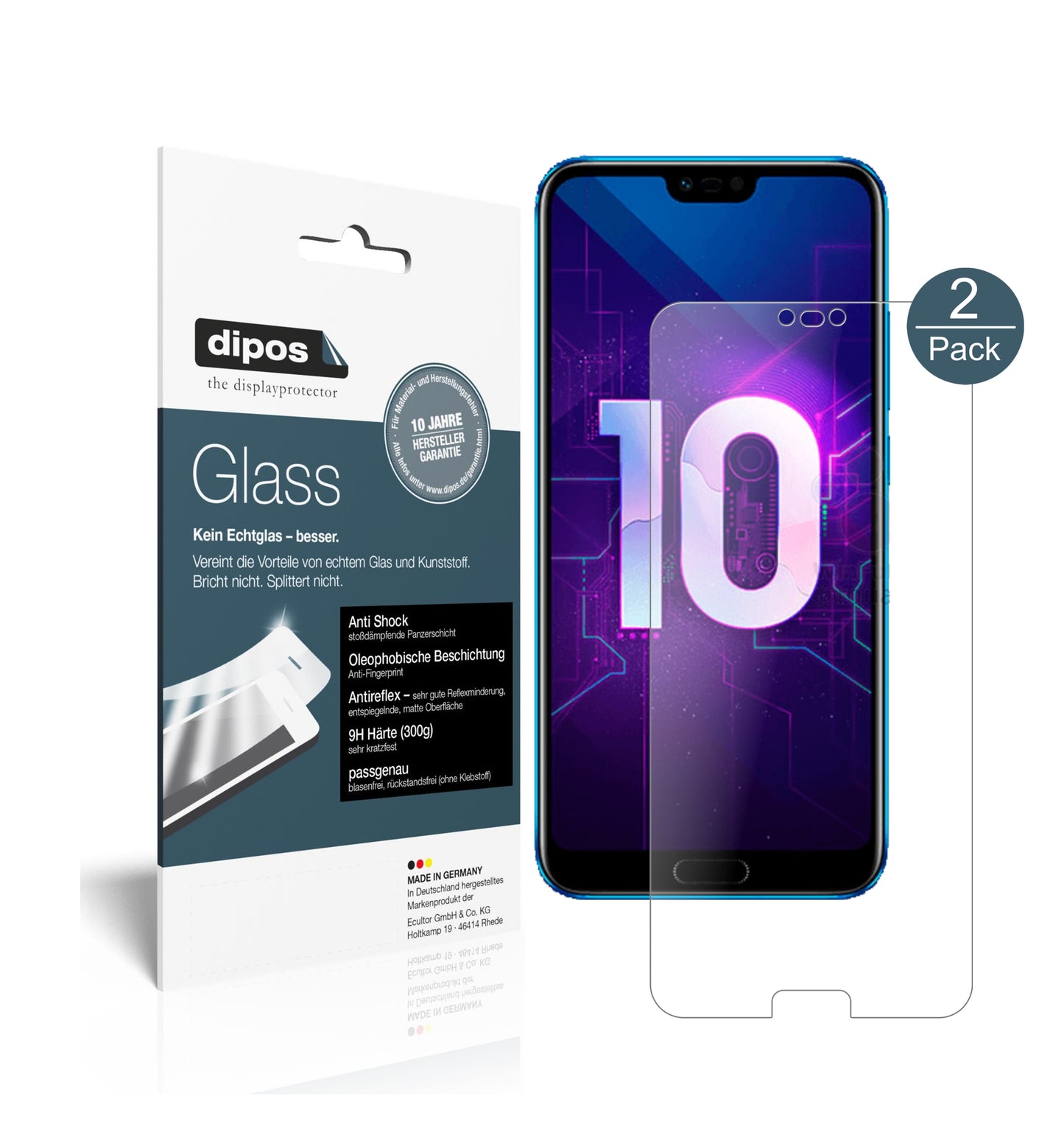 Mattes Panzerglas: Schutz vor Brüchen, Fingerabdrücken und Bildschirmblendung für Huawei-Honor 10