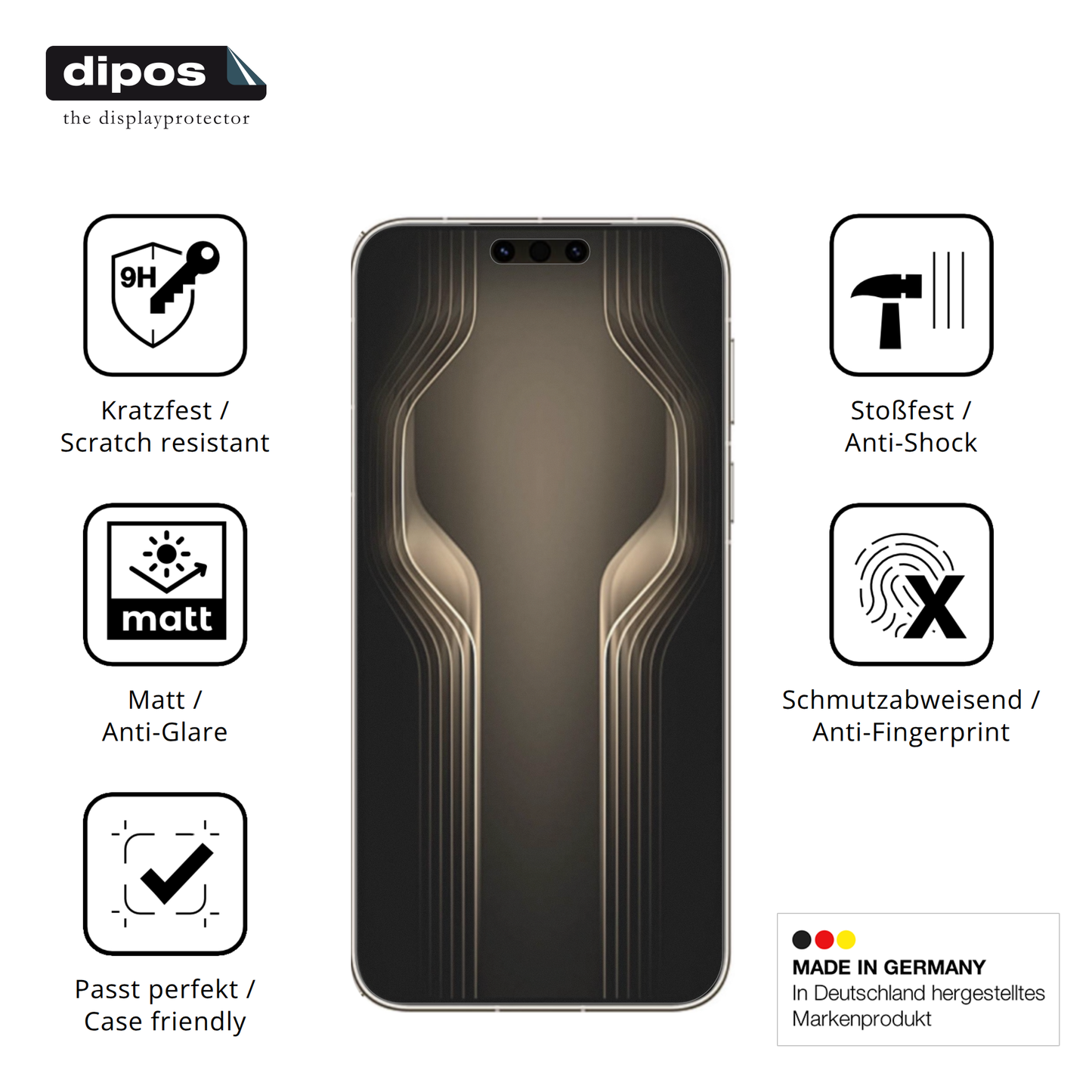 Displayschutz hergestellt in Deutschland, höchste Qualität made in Germany