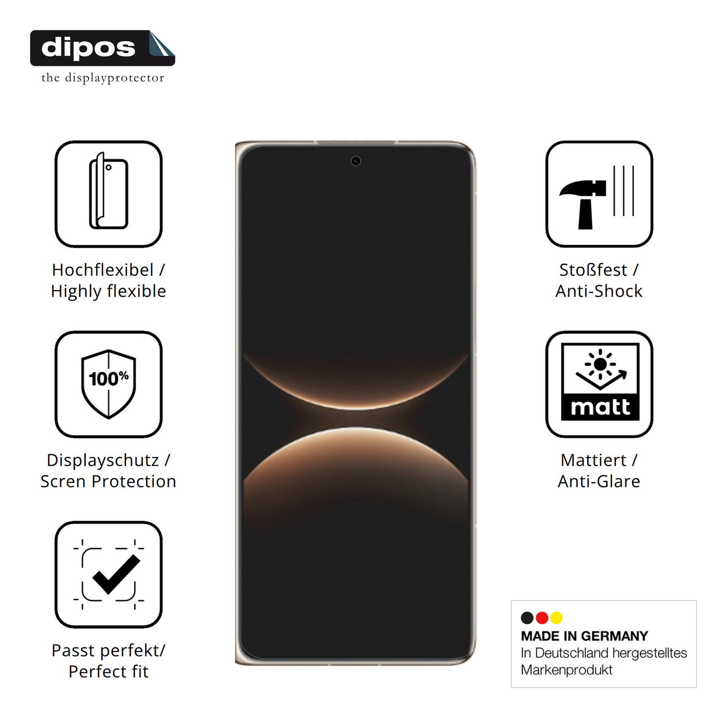 Displayschutz hergestellt in Deutschland, höchste Qualität made in Germany
