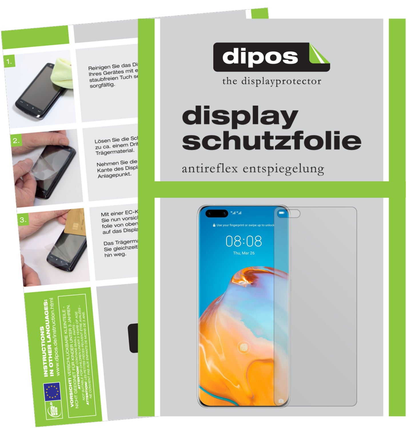 Mattes Panzerglas: Entspiegelte, dünne Folie, Fingerabdruckresistenz und Bildschirmschutz für Huawei-P40 Pro
