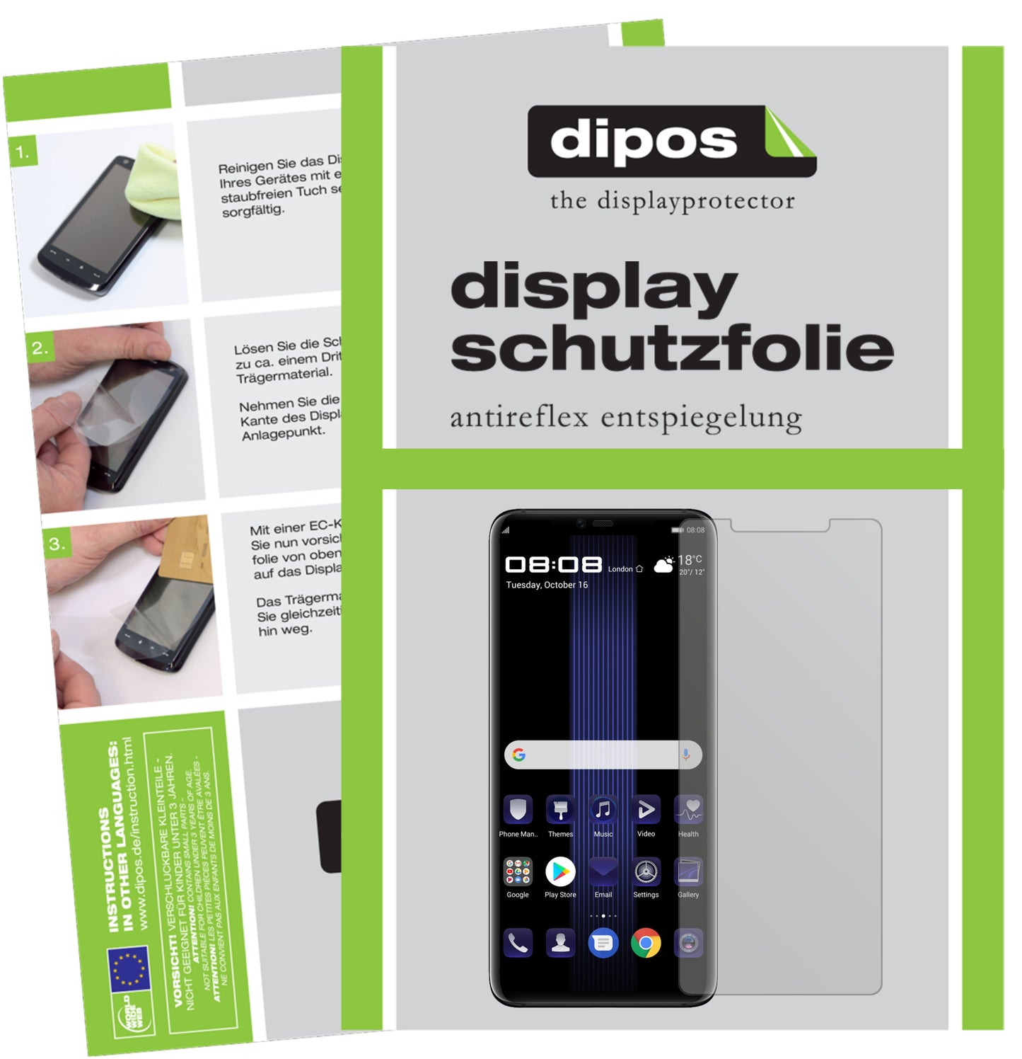 Mattes Panzerglas: Entspiegelte, dünne Folie, Fingerabdruckresistenz und Bildschirmschutz für Huawei-Porsche Design Mate 20 RS