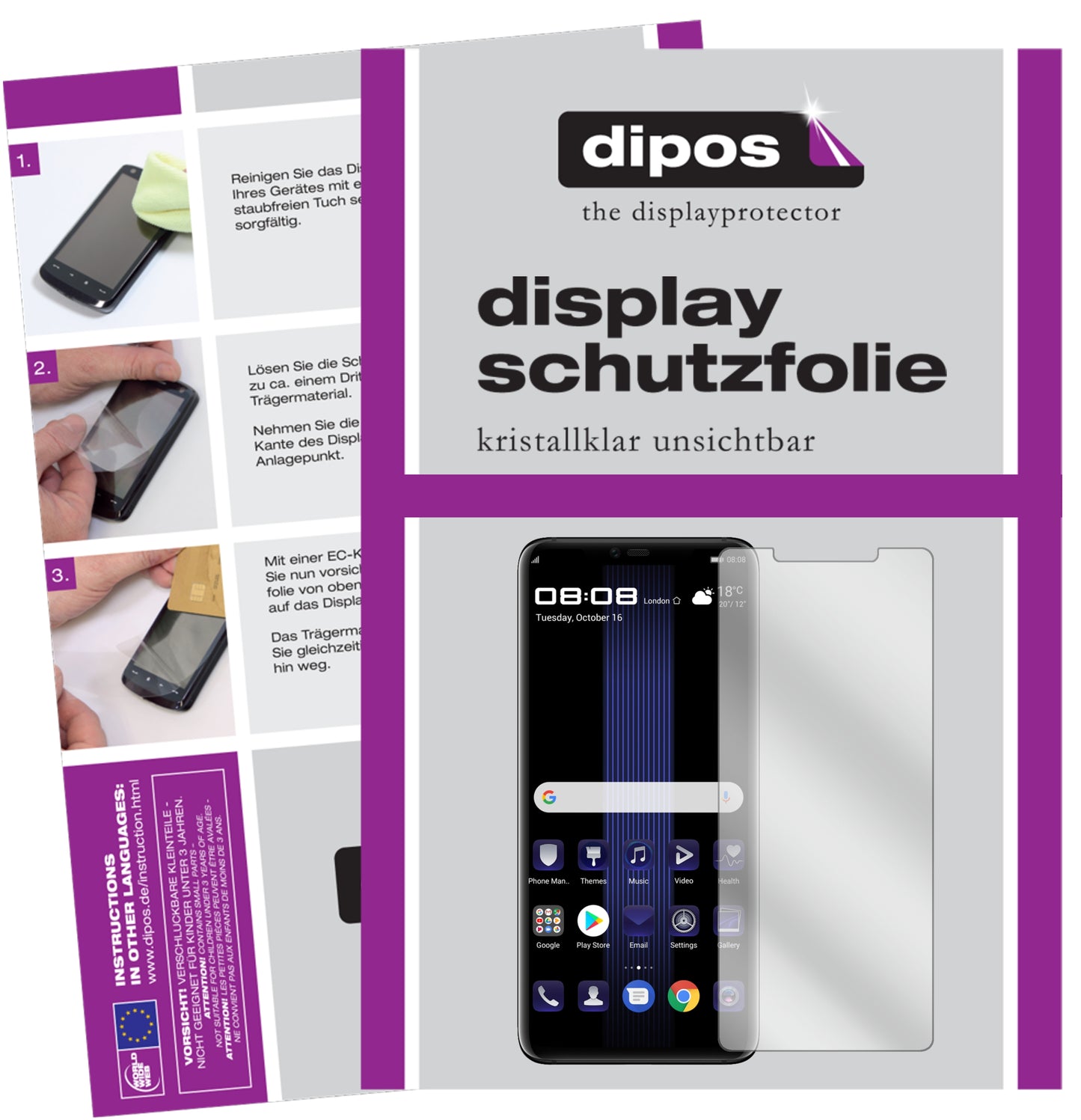Kristallklare, dünne Schutzfolie: Kratzfest & passgenau für Huawei-Porsche Design Mate 20 RS