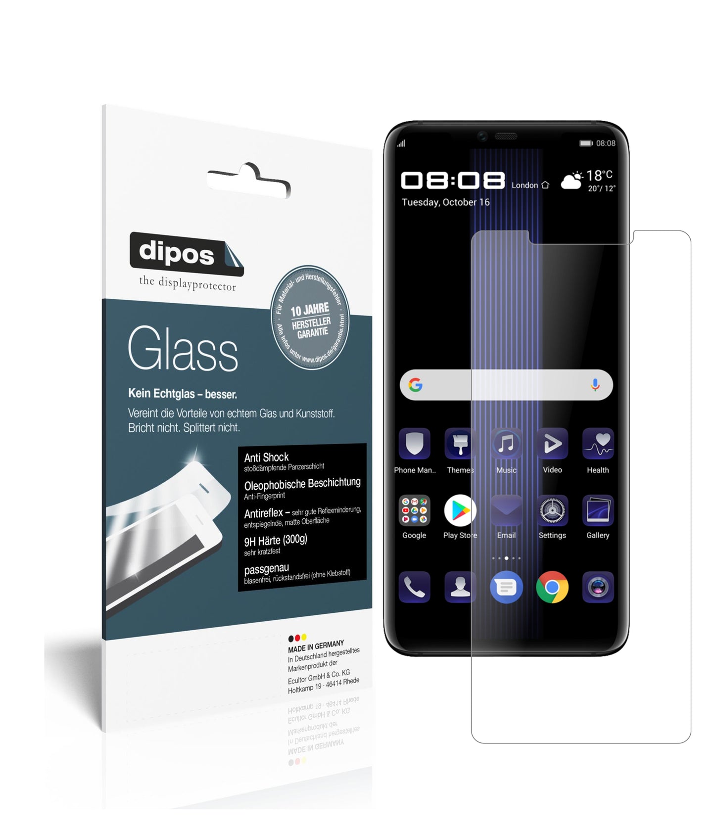 Mattes Panzerglas: Schutz vor Brüchen, Fingerabdrücken und Bildschirmblendung für Huawei-Porsche Design Mate 20 RS