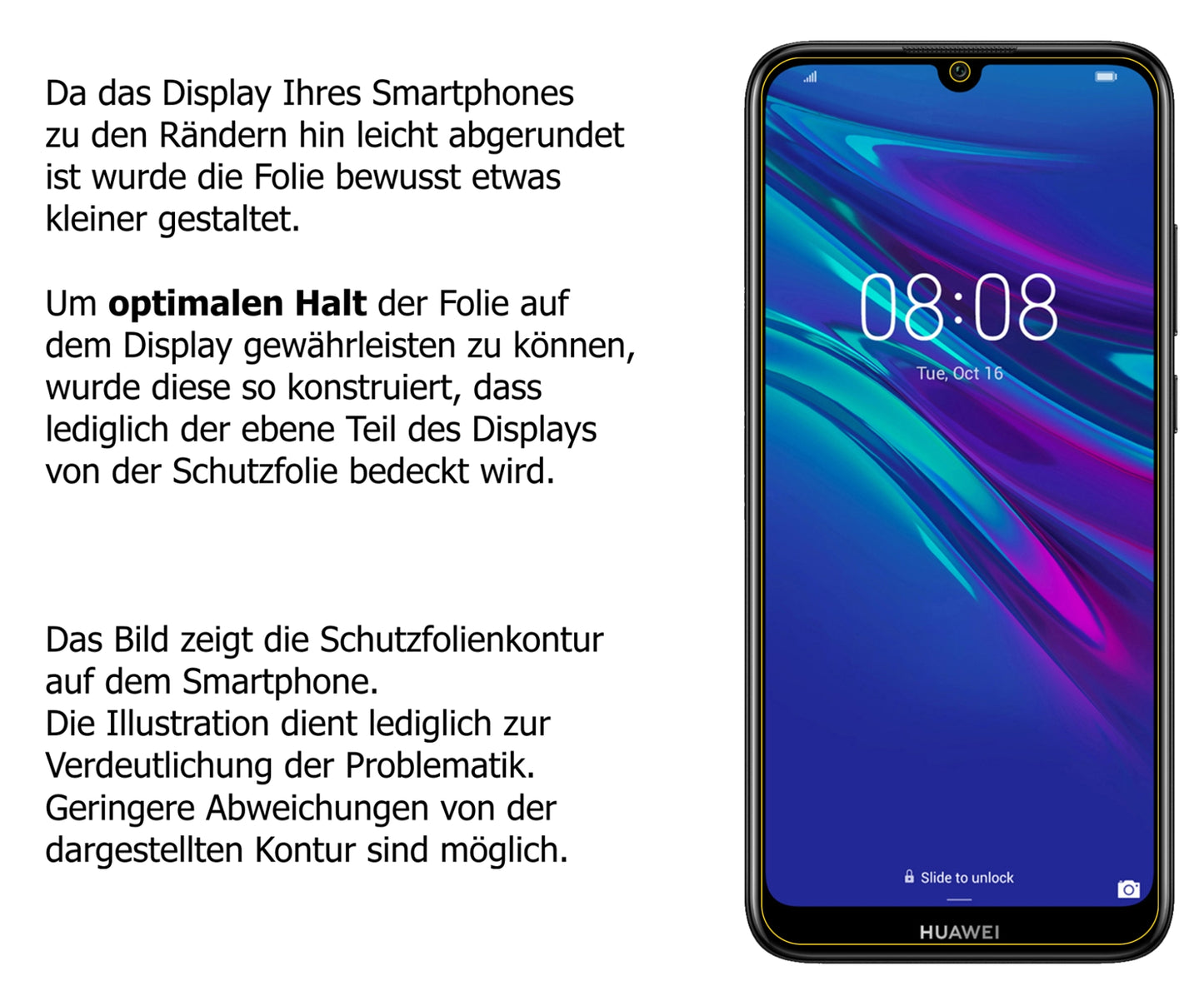 Privatsphäre-Schutz durch Sichtschutz-Folie passend zugeschnitten für Huawei Enjoy 9e