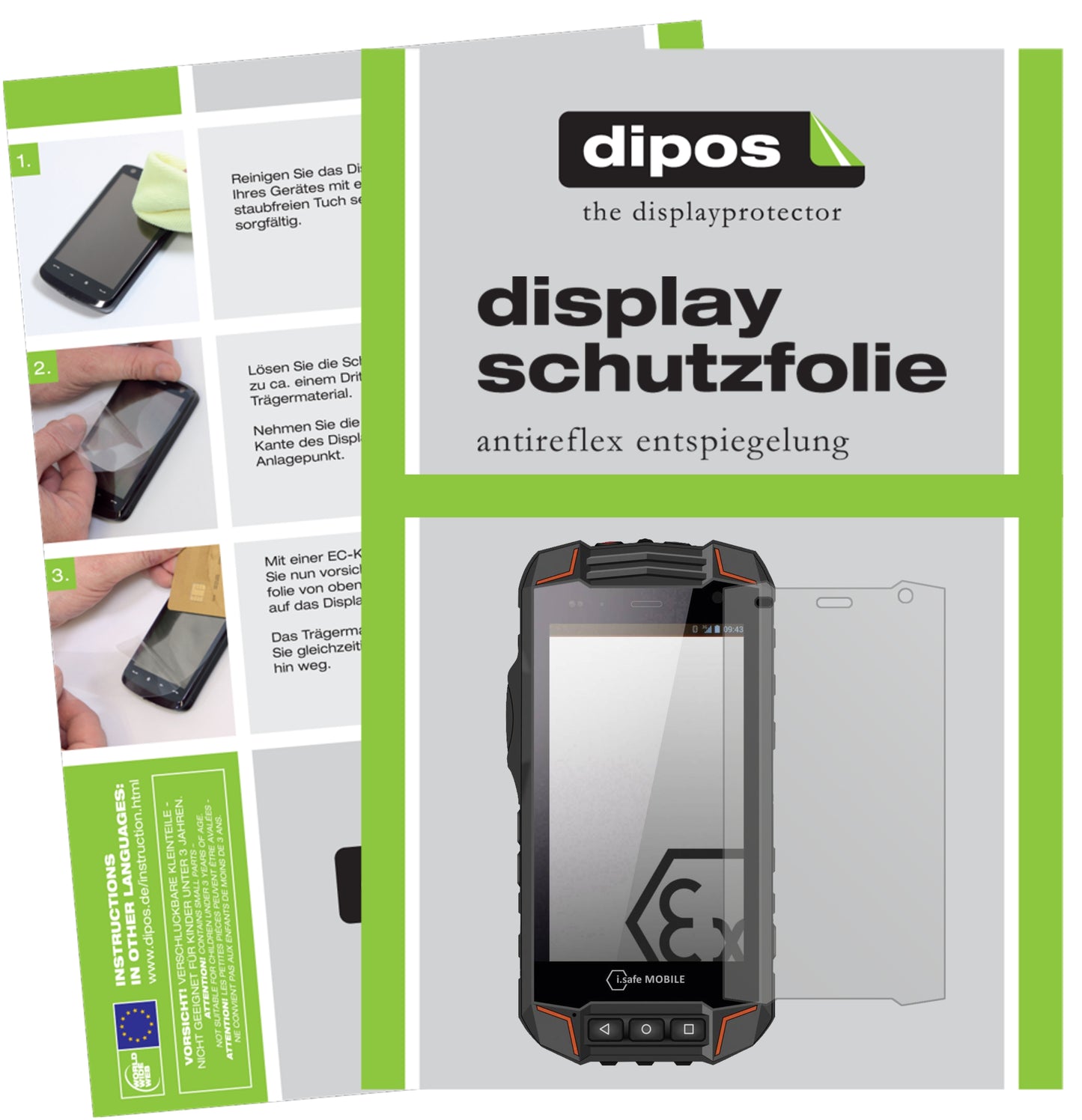 Mattes Panzerglas: Entspiegelte, dünne Folie, Fingerabdruckresistenz und Bildschirmschutz für i.safe MOBILE-IS520.1