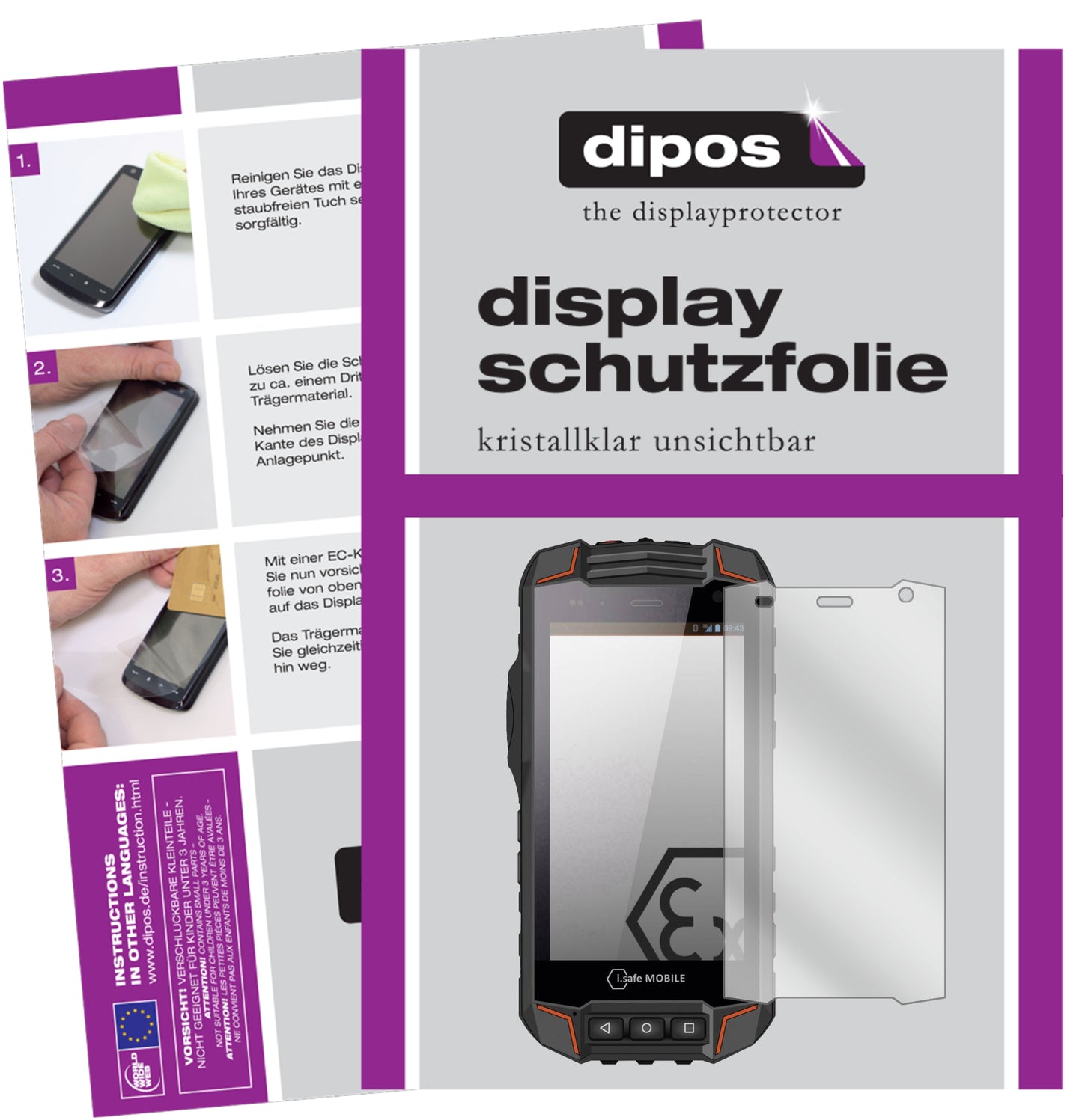 Kristallklare, dünne Schutzfolie: Kratzfest & passgenau für i.safe MOBILE-IS520.1