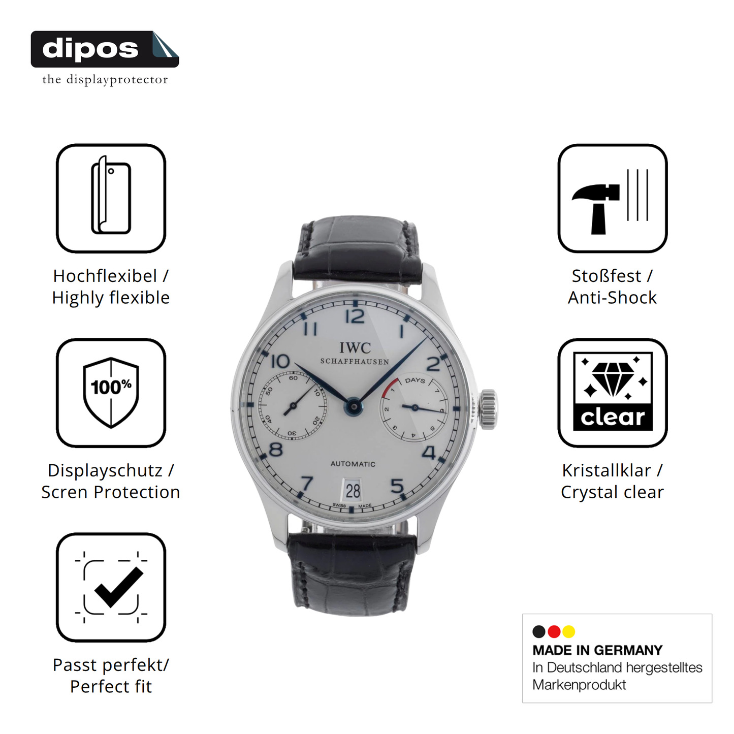 Displayschutz hergestellt in Deutschland, höchste Qualität made in Germany
