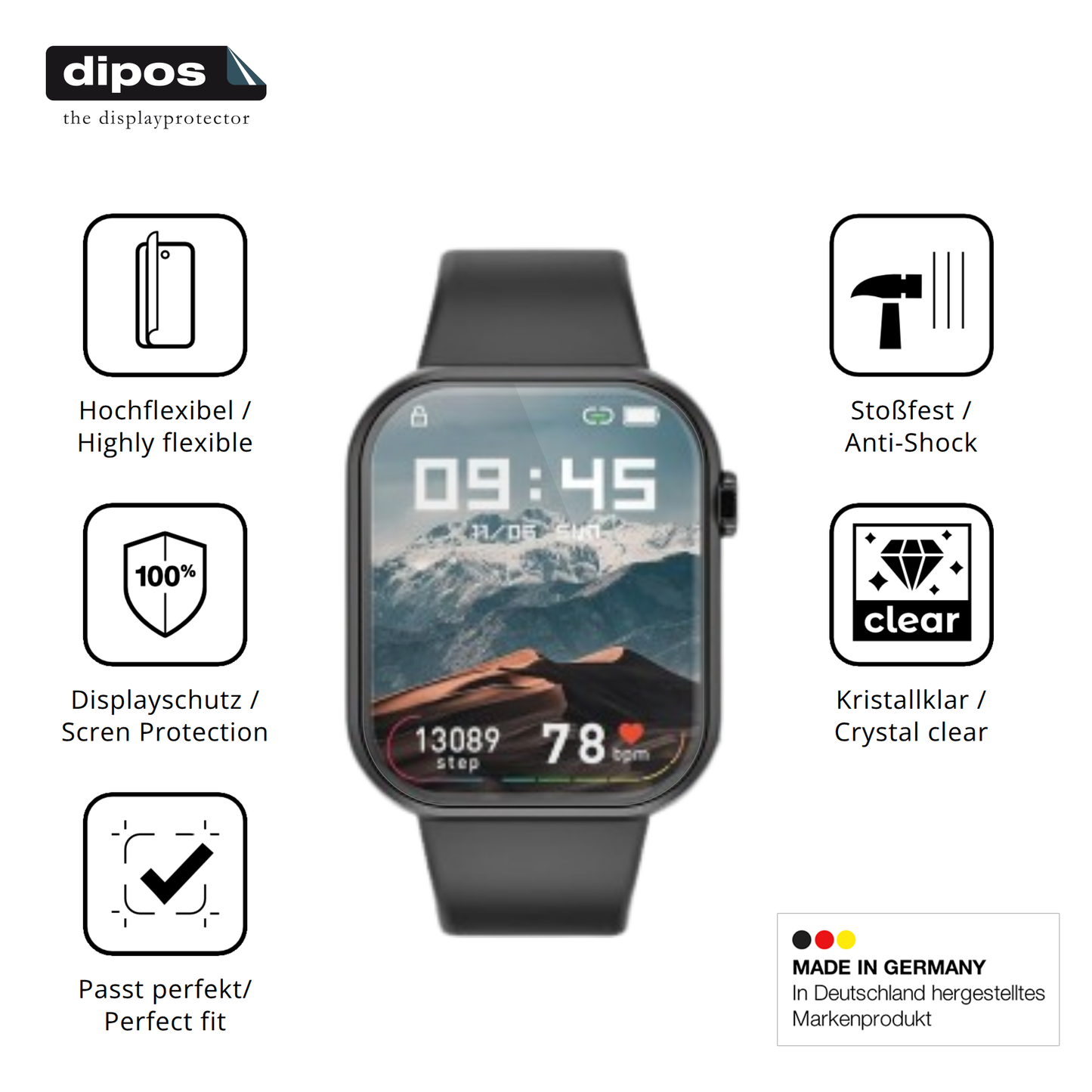 Displayschutz hergestellt in Deutschland, höchste Qualität made in Germany