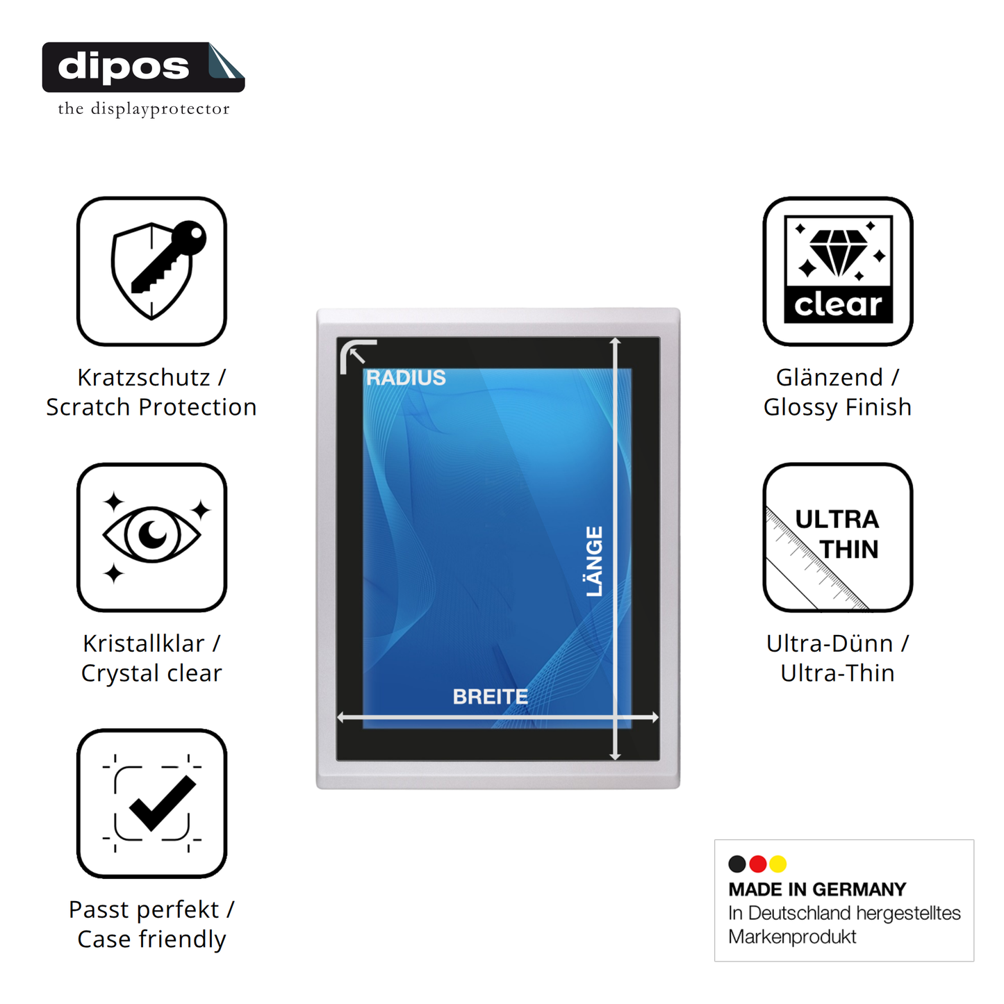 Glasklare Schutzfolie ohne Farbverfälschung