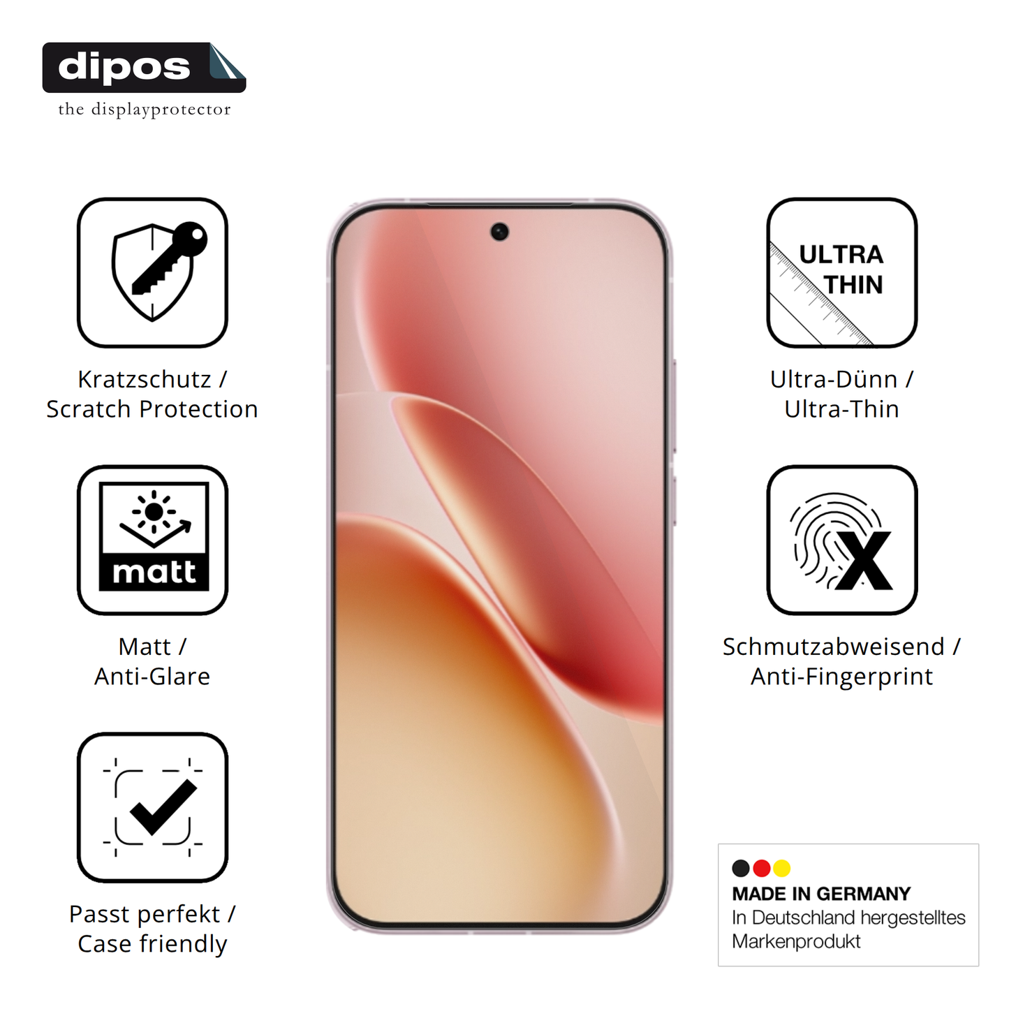 Displayschutz hergestellt in Deutschland, höchste Qualität made in Germany