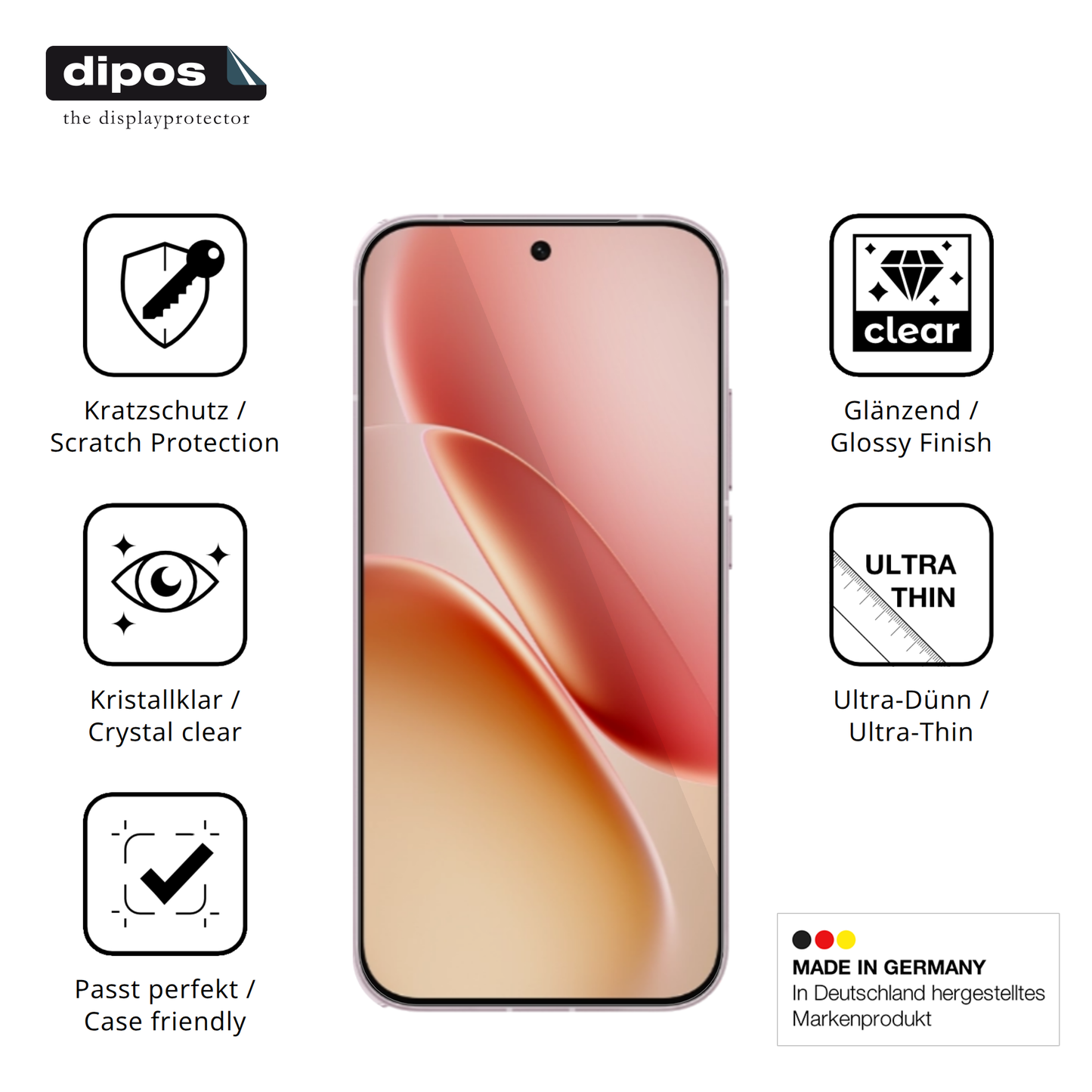 Displayschutz hergestellt in Deutschland, höchste Qualität made in Germany