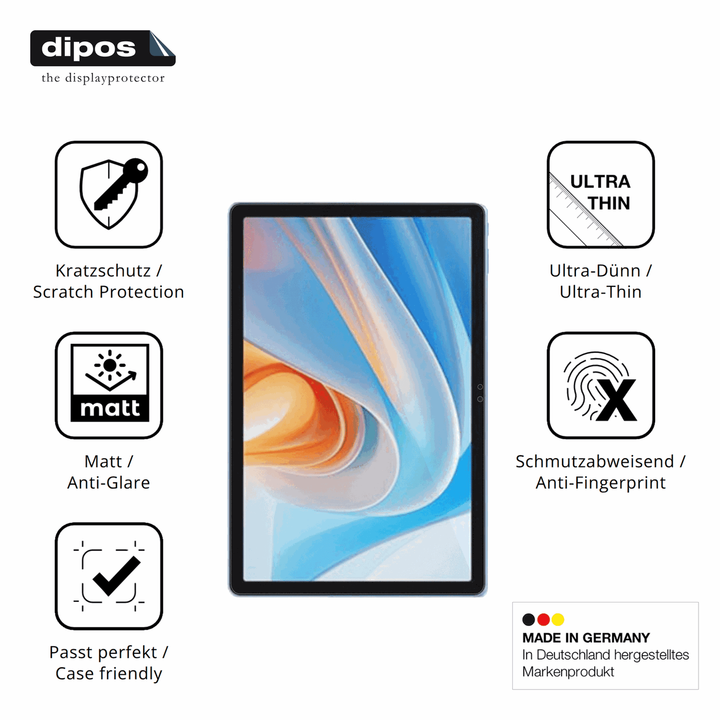 Displayschutz hergestellt in Deutschland, höchste Qualität made in Germany