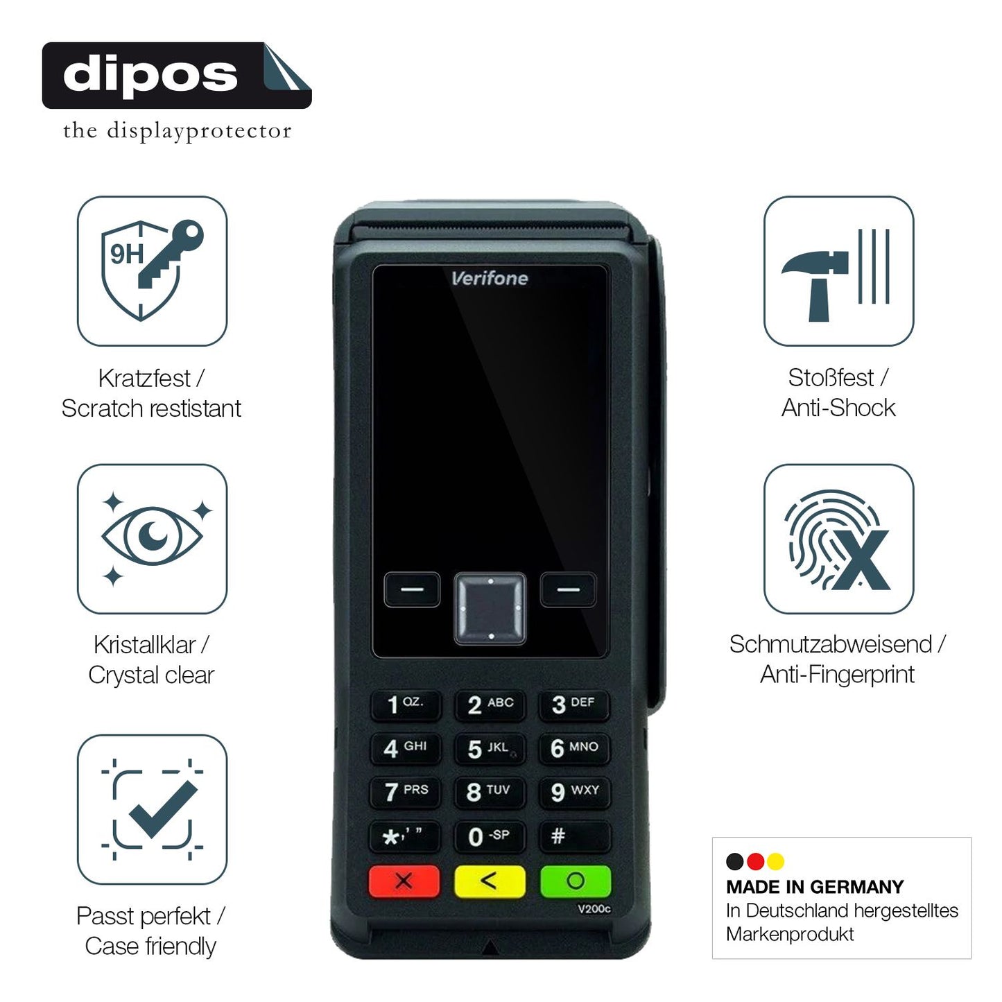 2x 9H Schutzfolie für Verifone V200c Panzerfolie (7)