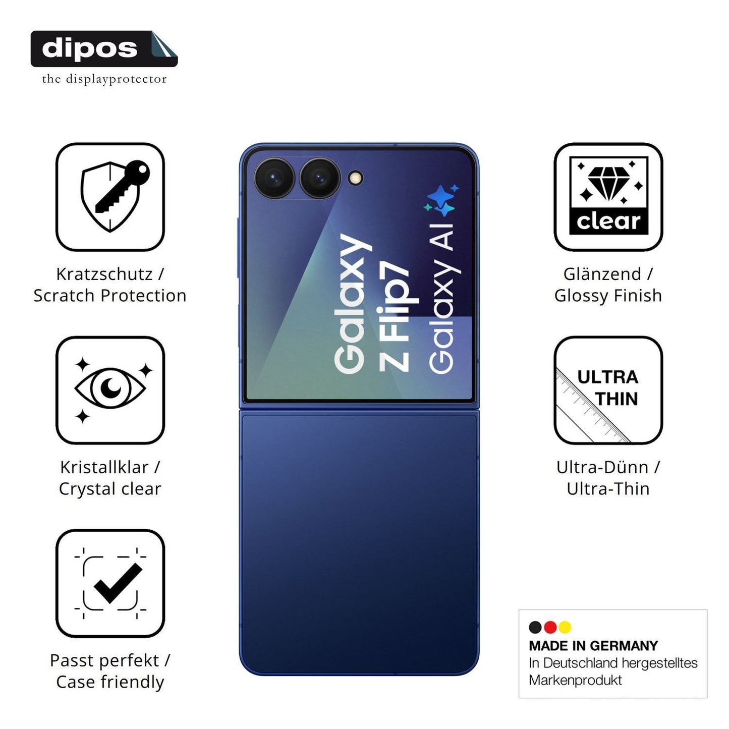 4x Schutzfolie klar für Samsung Galaxy Z Flip7 Aus (9)