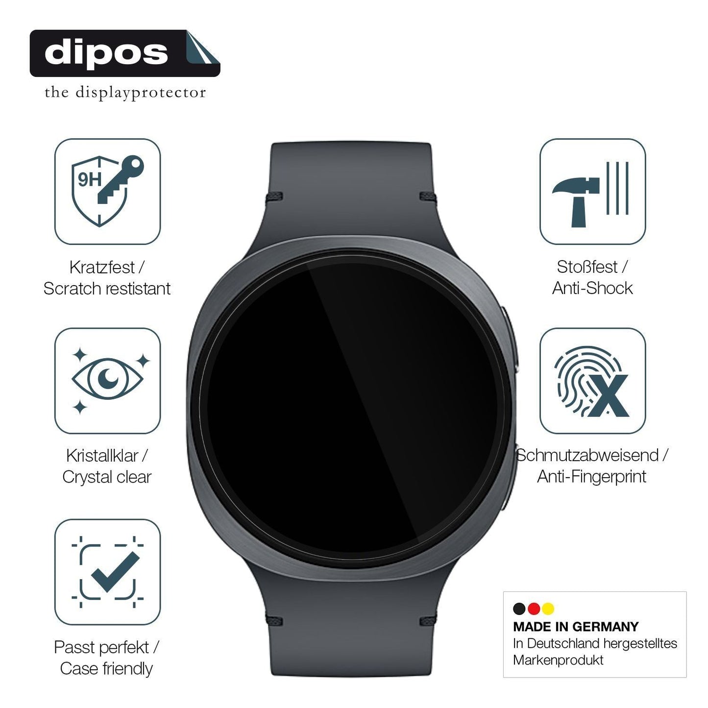 2x 9H Schutzfolie für Samsung Galaxy Watch8 44mm P (7)