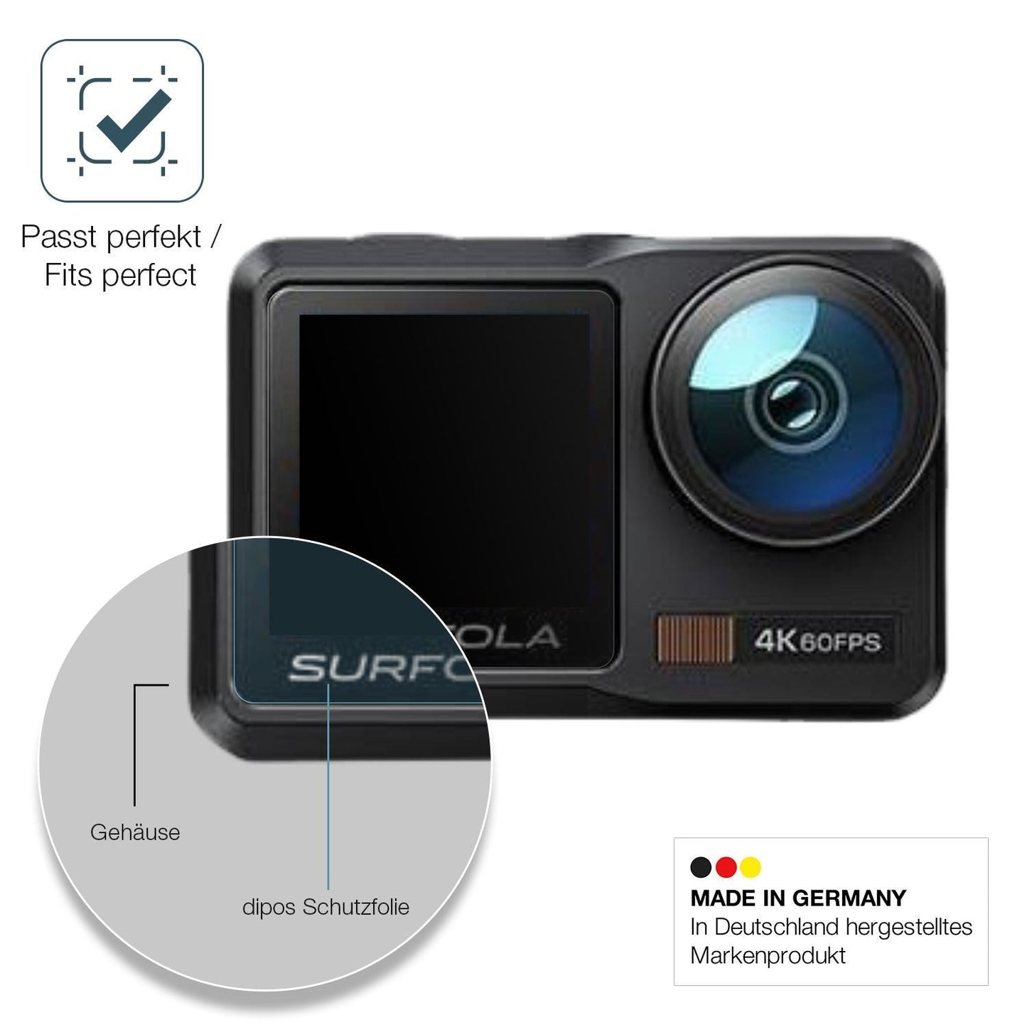 2x 9H Schutzfolie matt für Surfola Action Cam 4K P (6)
