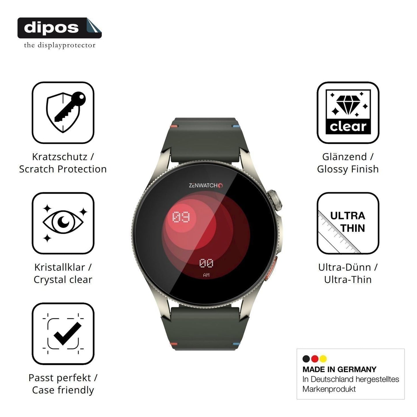6x Schutzfolie klar für Zenwatch Zenara Titanium D (7)