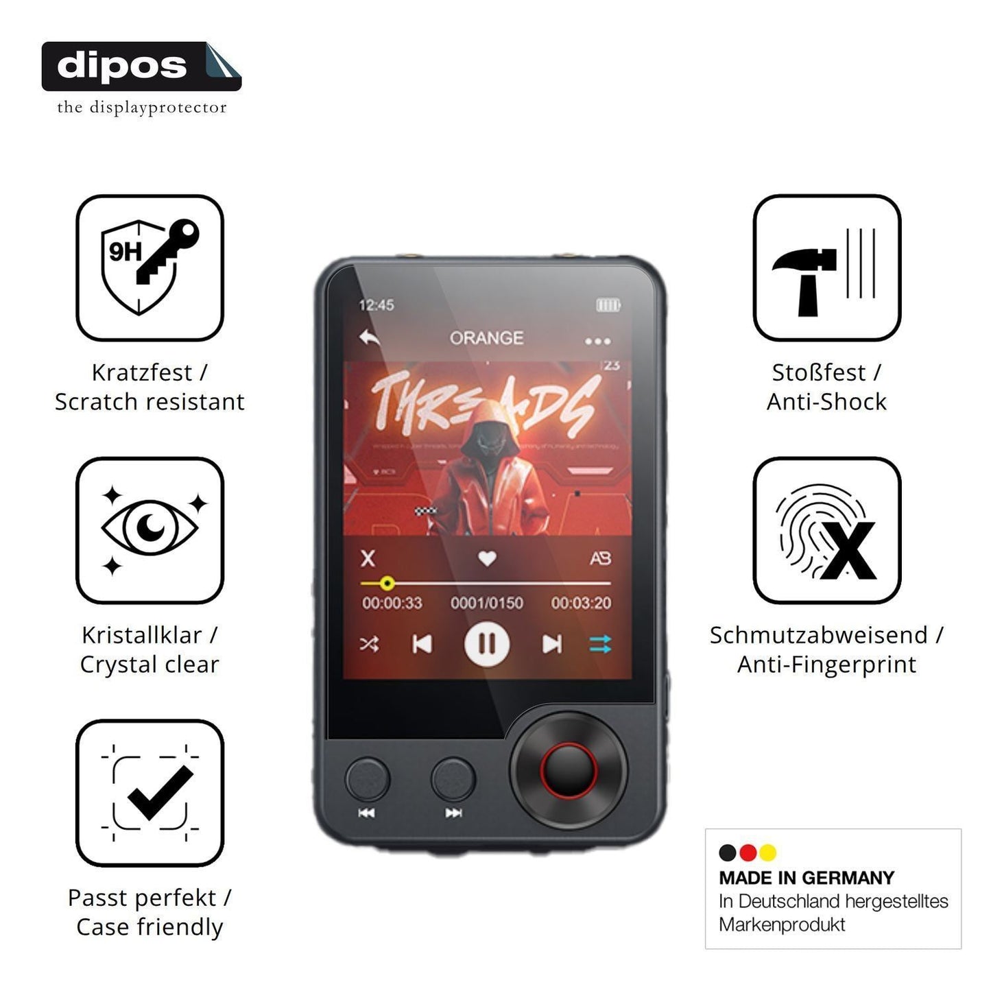 2x 9H Schutzfolie für Oilsky A55 MP3-Player Panzer (7)