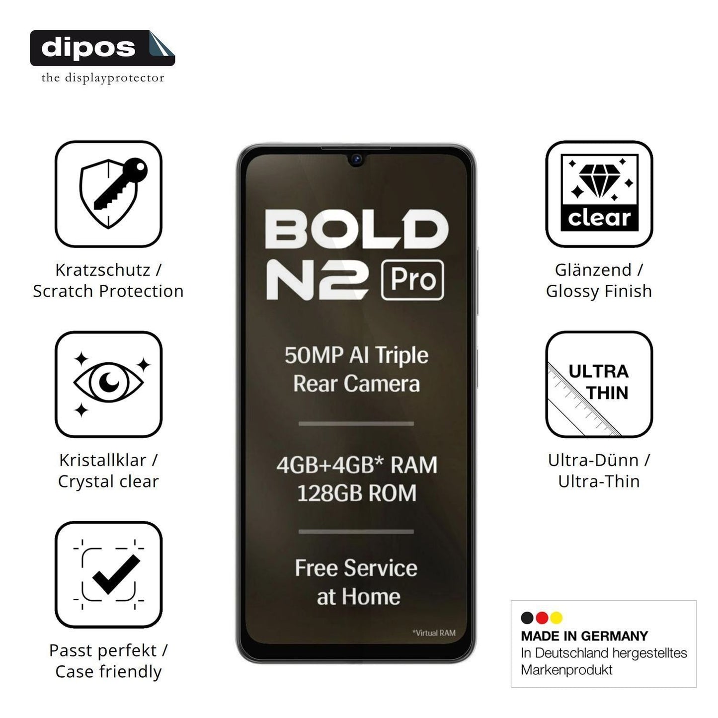 4x Schutzfolie klar für Lava Bold N2 Pro Display-S (7)