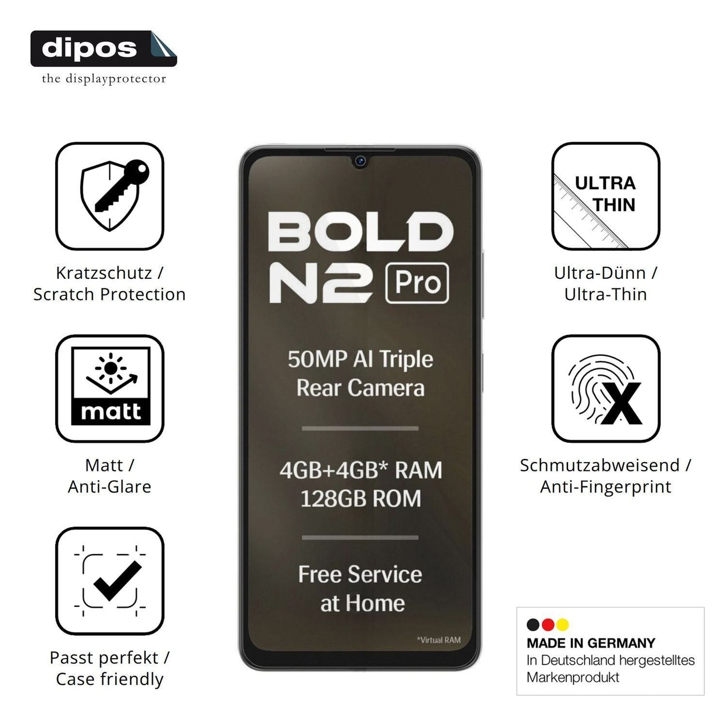 4x Schutzfolie matt für Lava Bold N2 Pro Display-S (7)